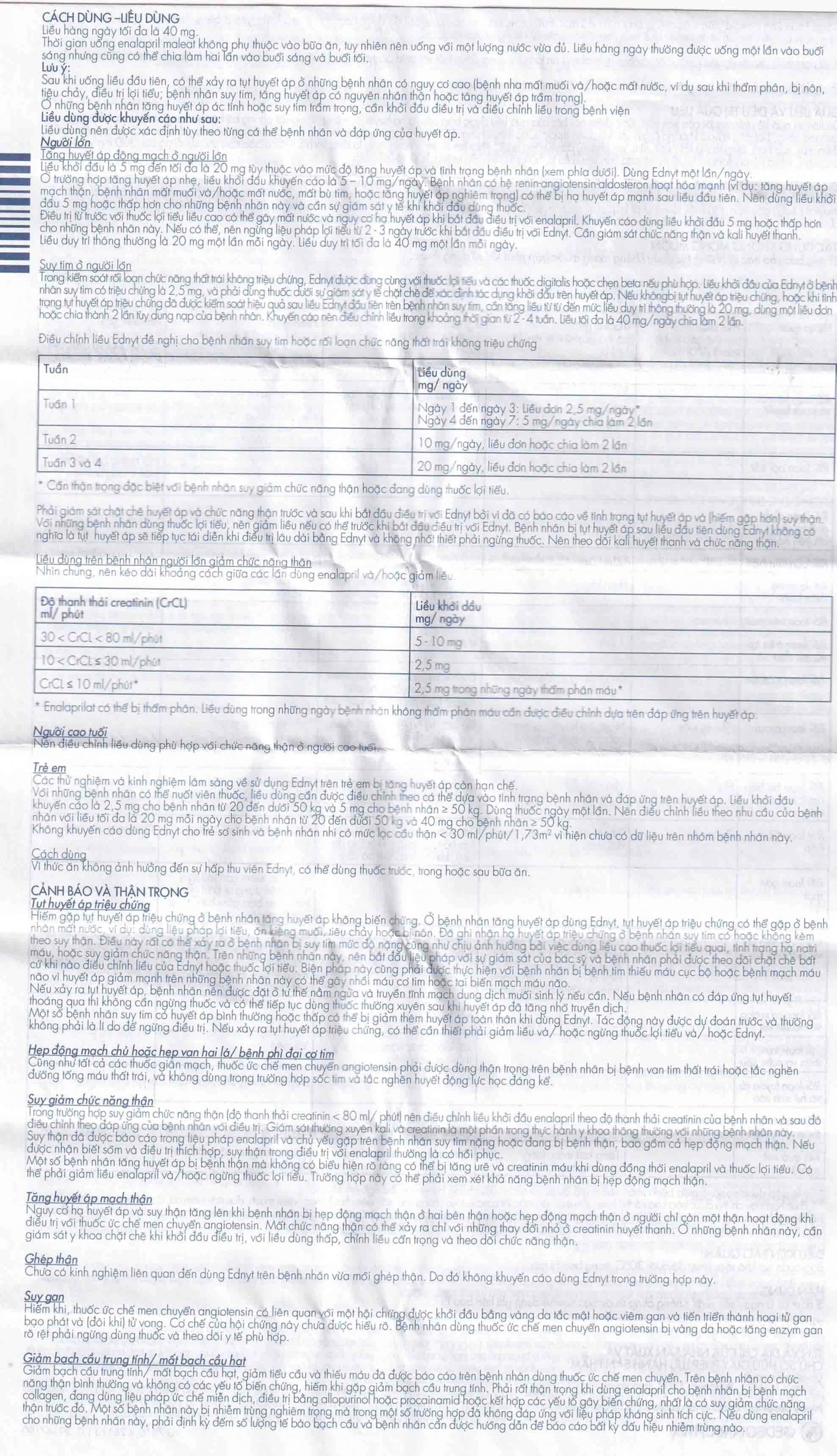 Thuốc Ednyt 5mg Gedeon điều trị tăng huyết áp, suy tim (3 vỉ x 10 viên)