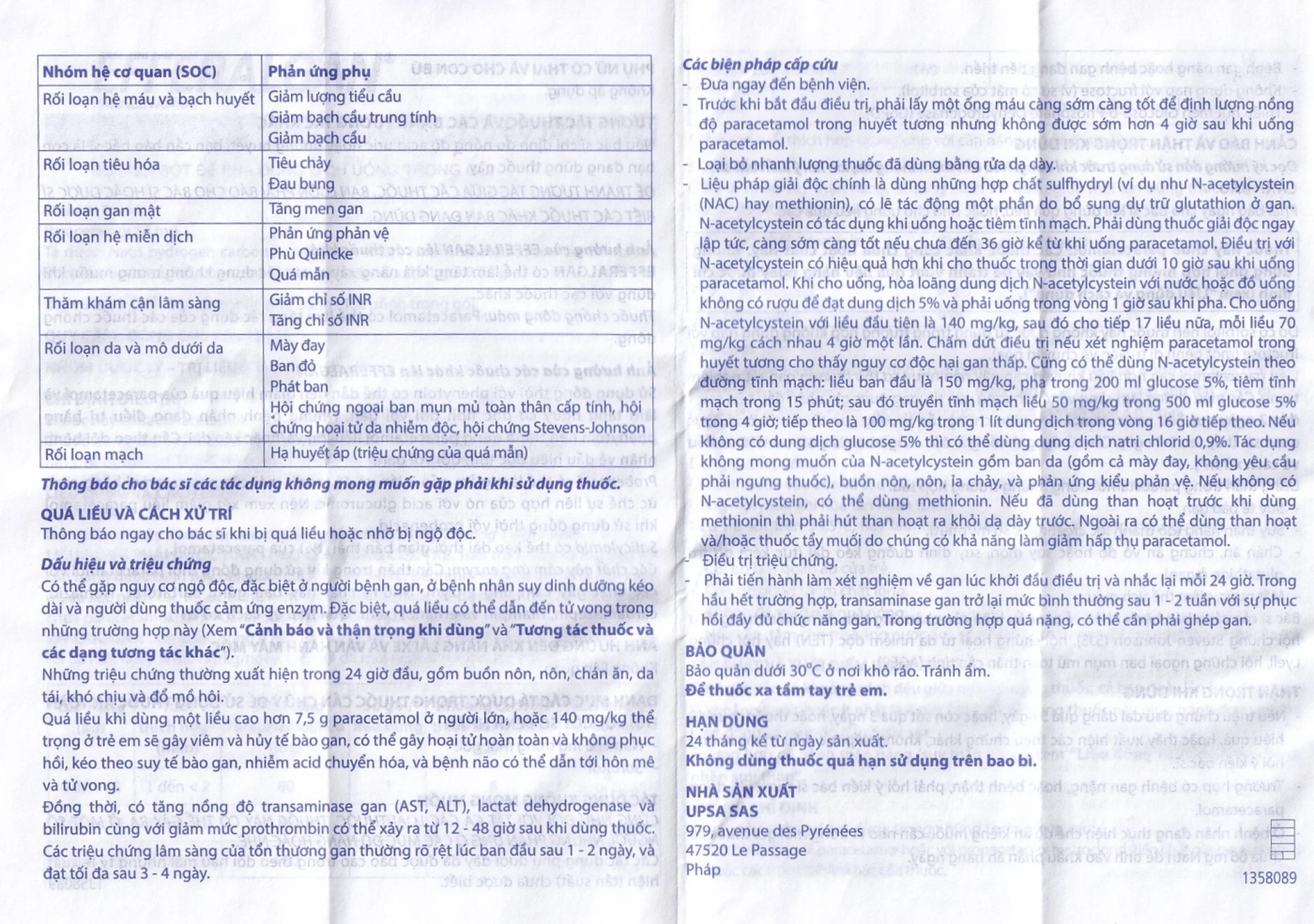 Bột sủi Efferalgan 80mg UPSA SAS giảm đau, hạ sốt (12 gói)