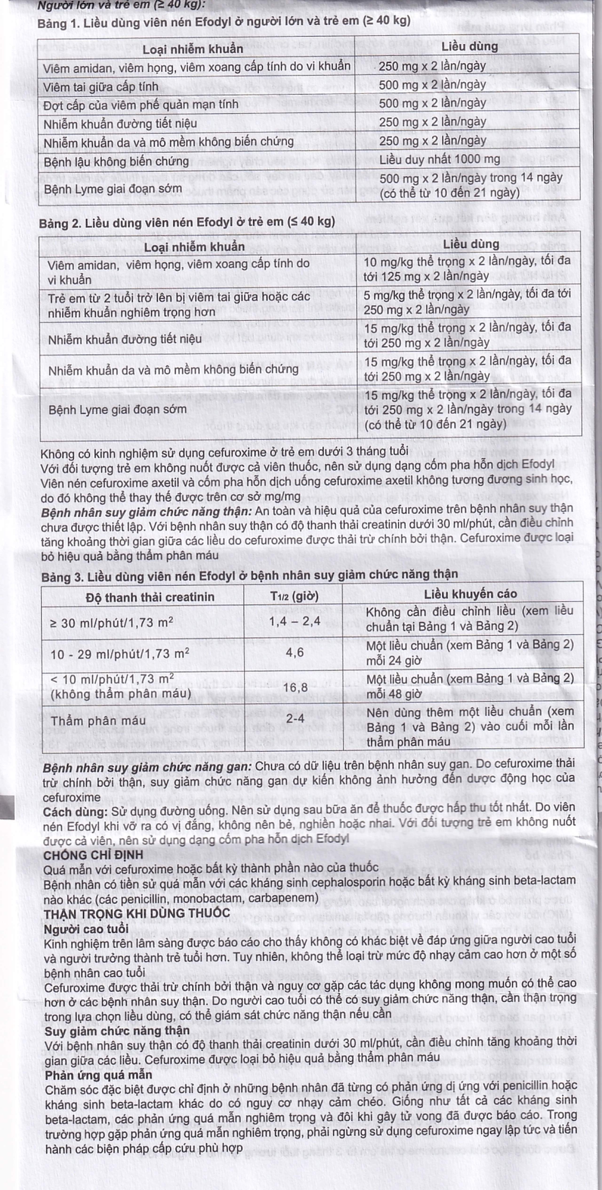 Thuốc Efodyl 500mg điều trị nhiễm khuẩn đường (2 vỉ x 10 viên)