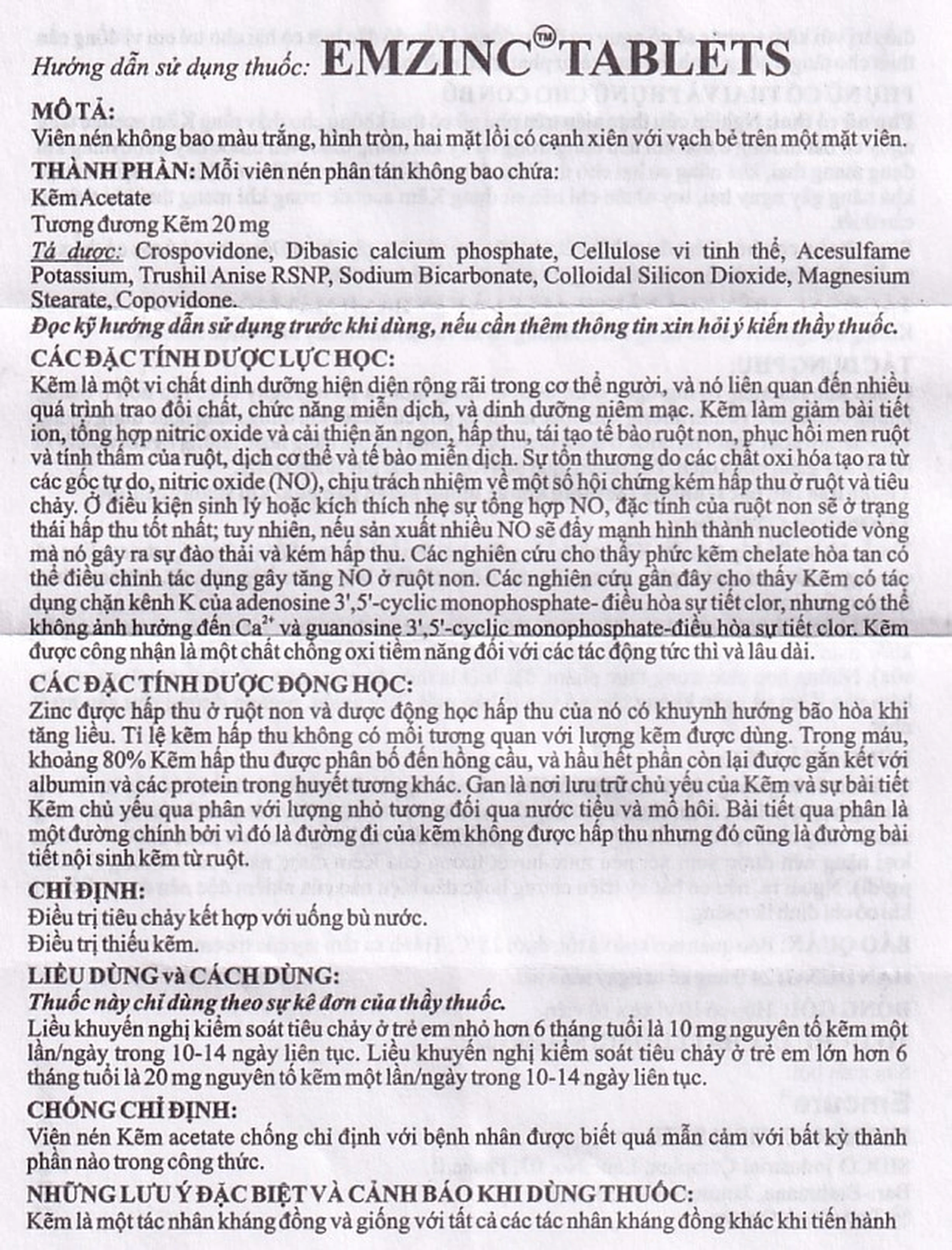 Thuốc Emzinc Emcure bổ sung kẽm, trị tiêu chảy (10 vỉ x 10 viên)