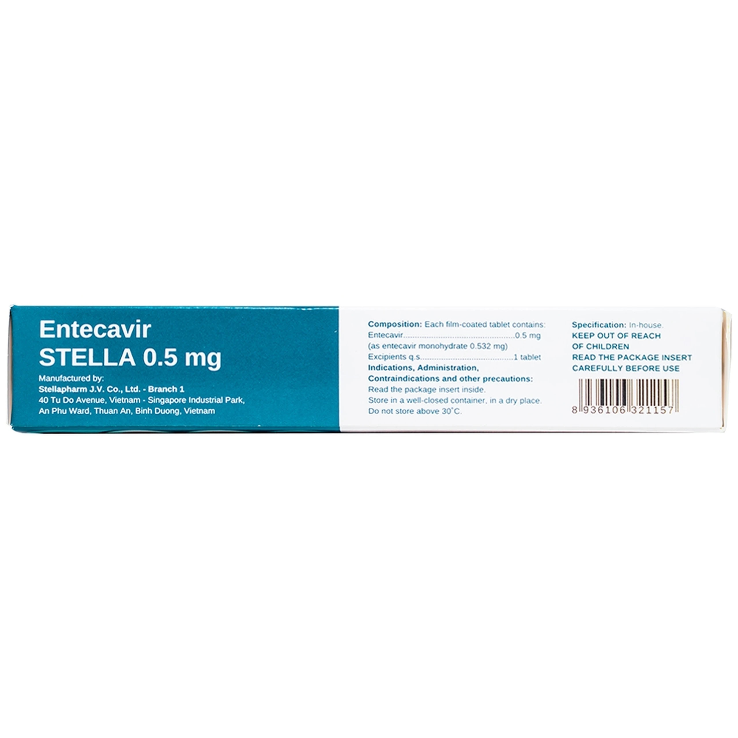 Thuốc Entecavir Stella 0.5mg điều trị viêm gan B mạn tính (3 vỉ x 10 viên)