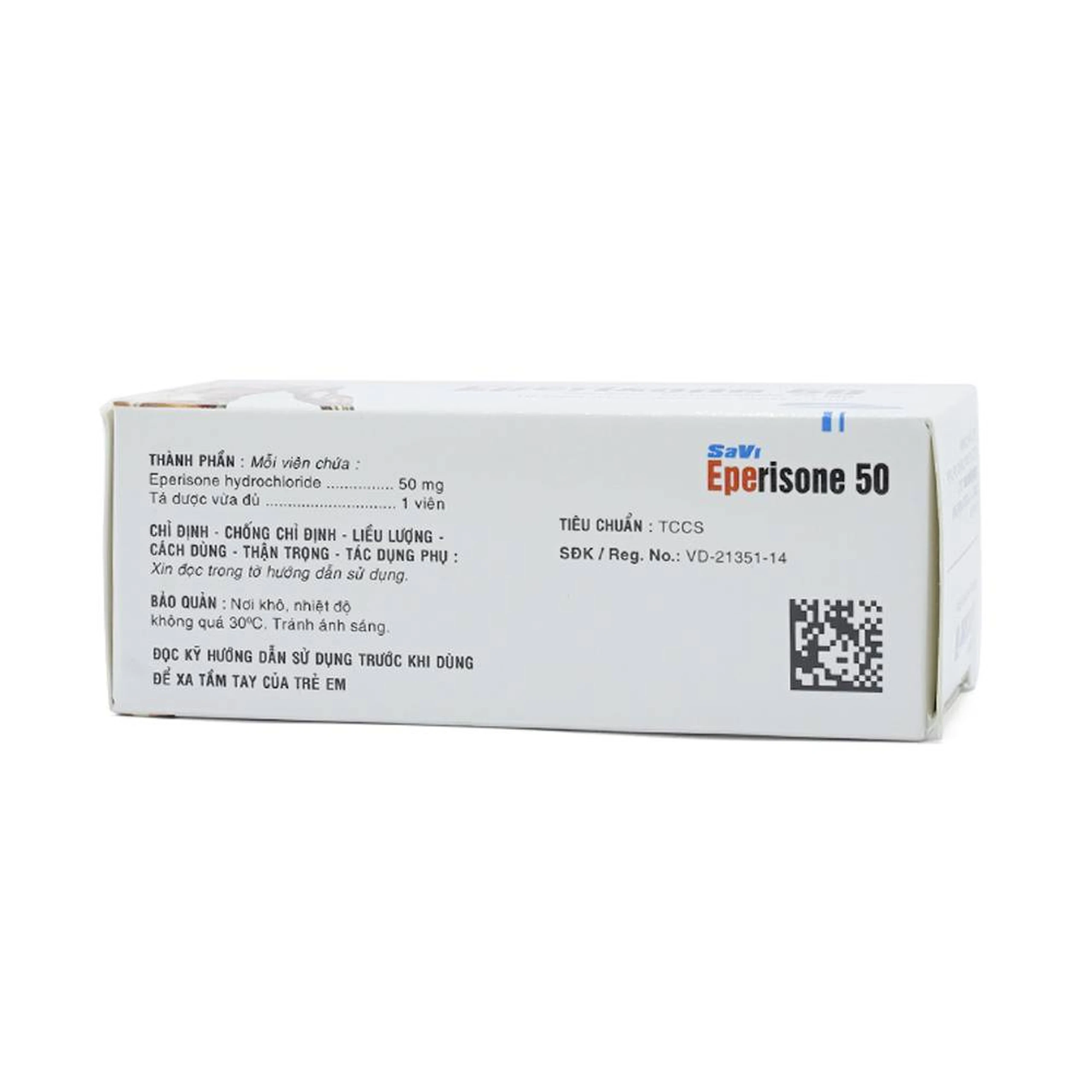 Thuốc Eperisone 50 cải thiện các triệu chứng tăng trương lực cơ (5 vỉ x 10 viên)