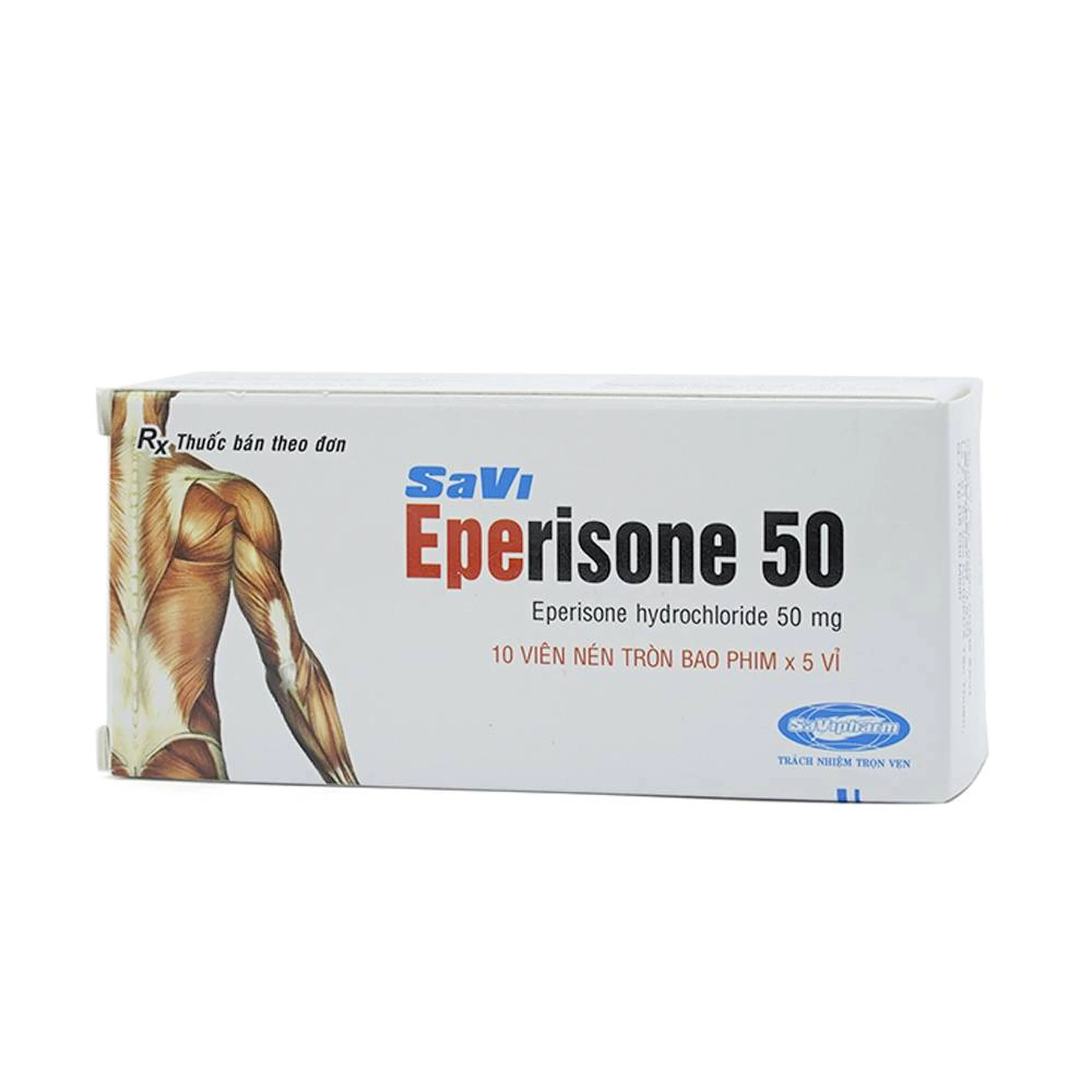 Thuốc Eperisone 50 cải thiện các triệu chứng tăng trương lực cơ (5 vỉ x 10 viên)