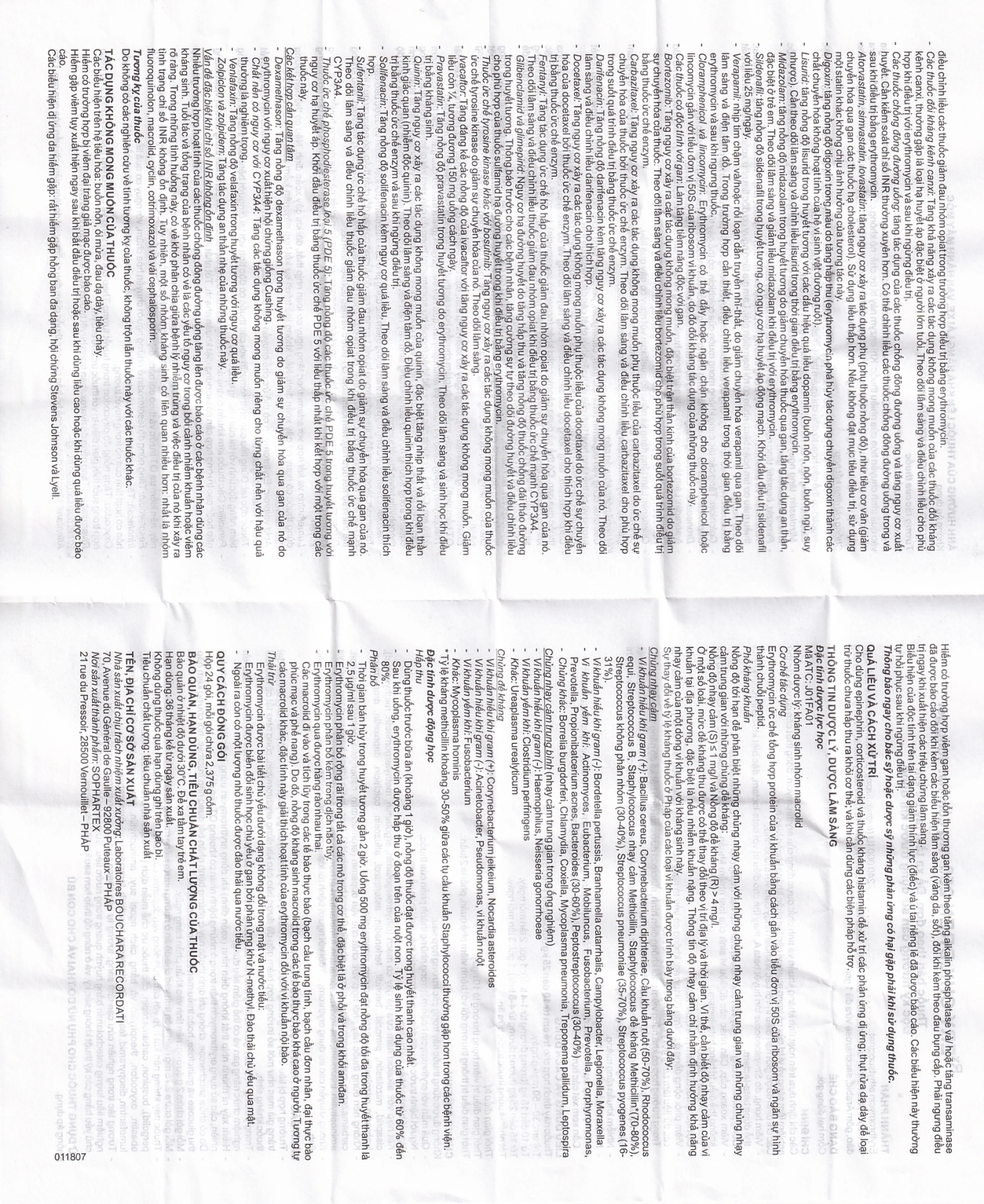 Cốm Ery Children Enfants 250mg Bouchara điều trị nhiễm khuẩn (24 gói)