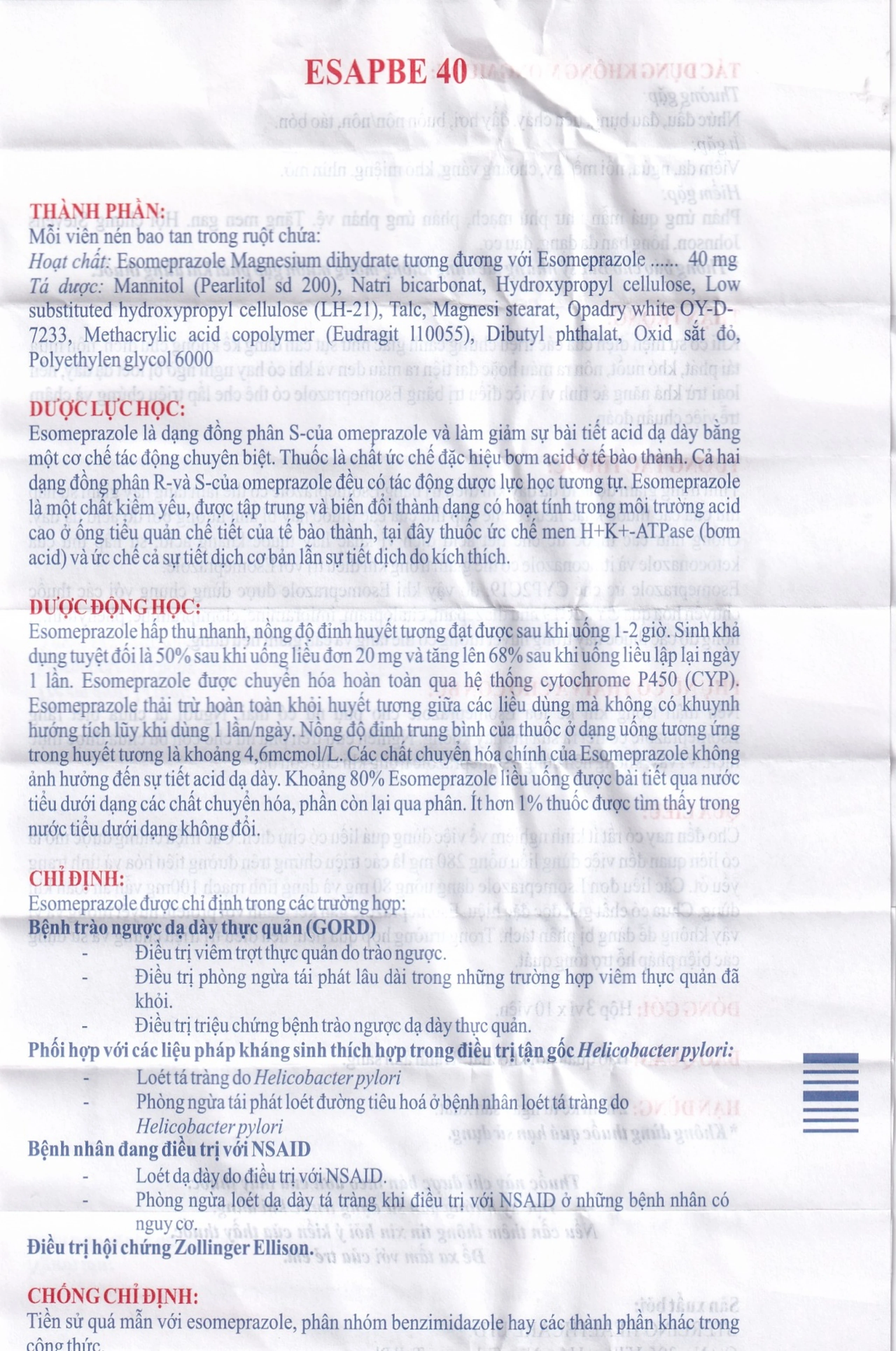 Thuốc Esapbe 40 Sterling Healthcare điều trị trào ngược dạ dày thực quản (3 vỉ x 10 viên)