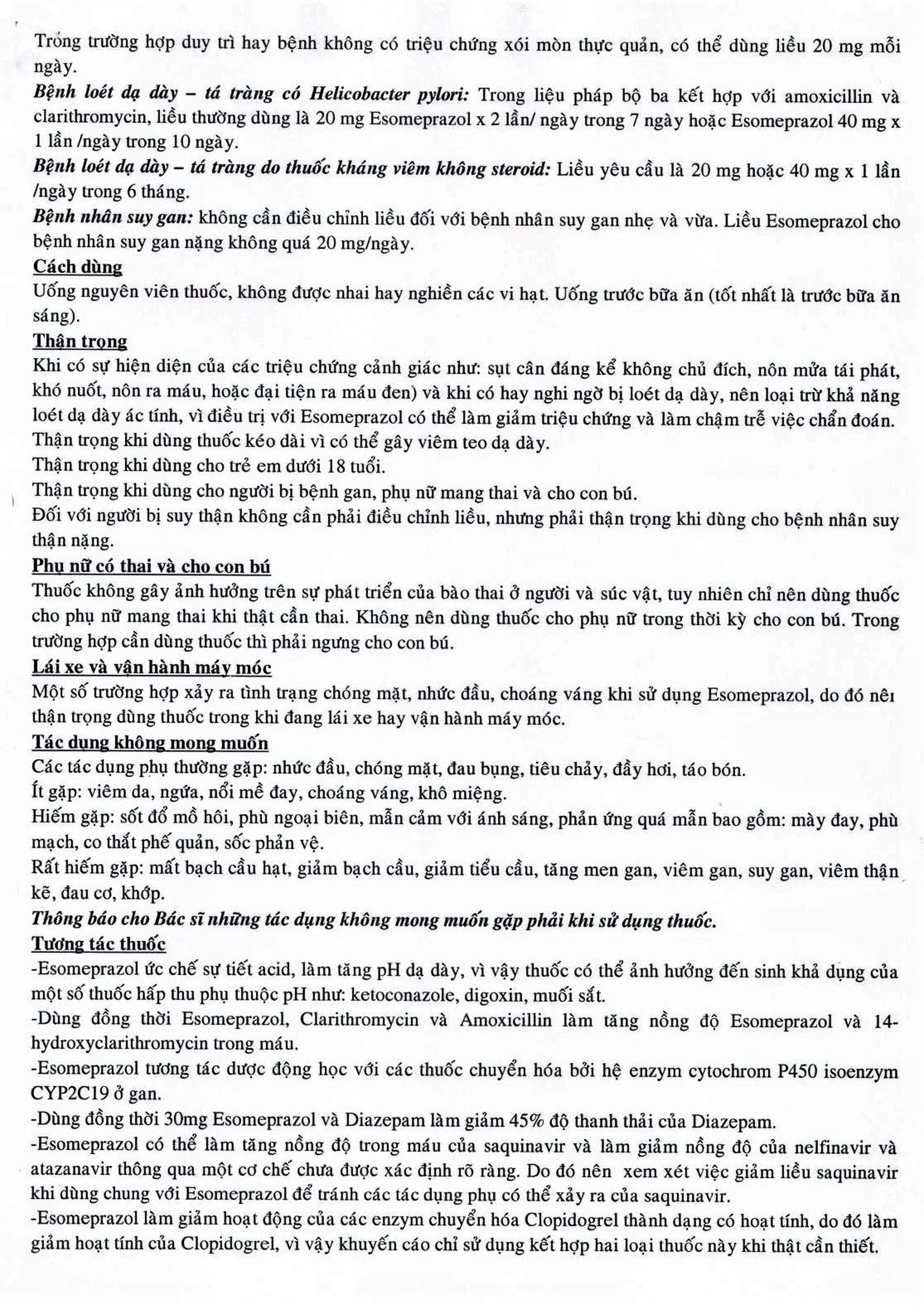 Thuốc Esomeprazol 40-US điều trị trào ngược dạ dày, thực quản (3 vỉ x 10 viên)