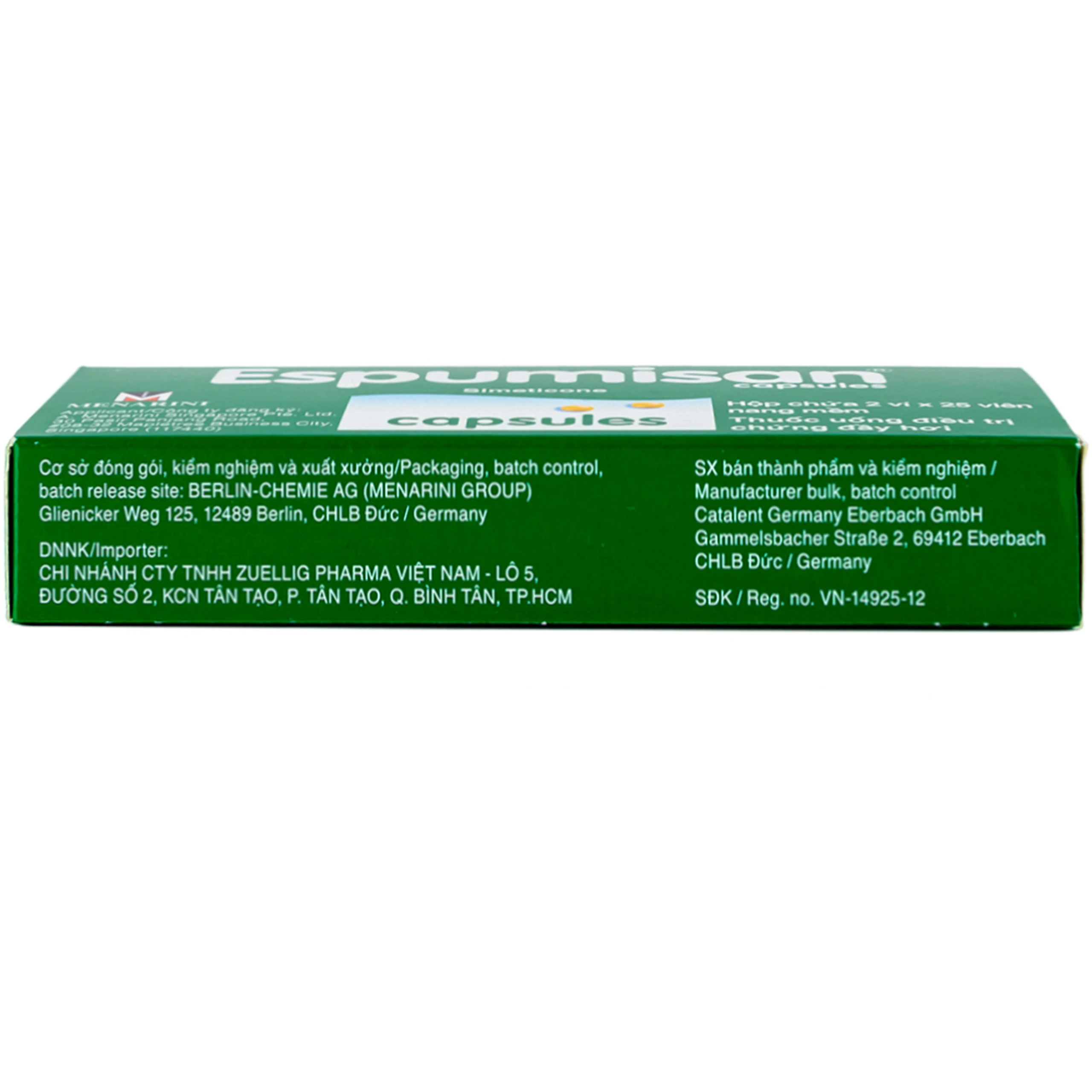 Thuốc Espumisan điều trị các triệu chứng đầy hơi, chướng bụng (2 vỉ x 25 viên)