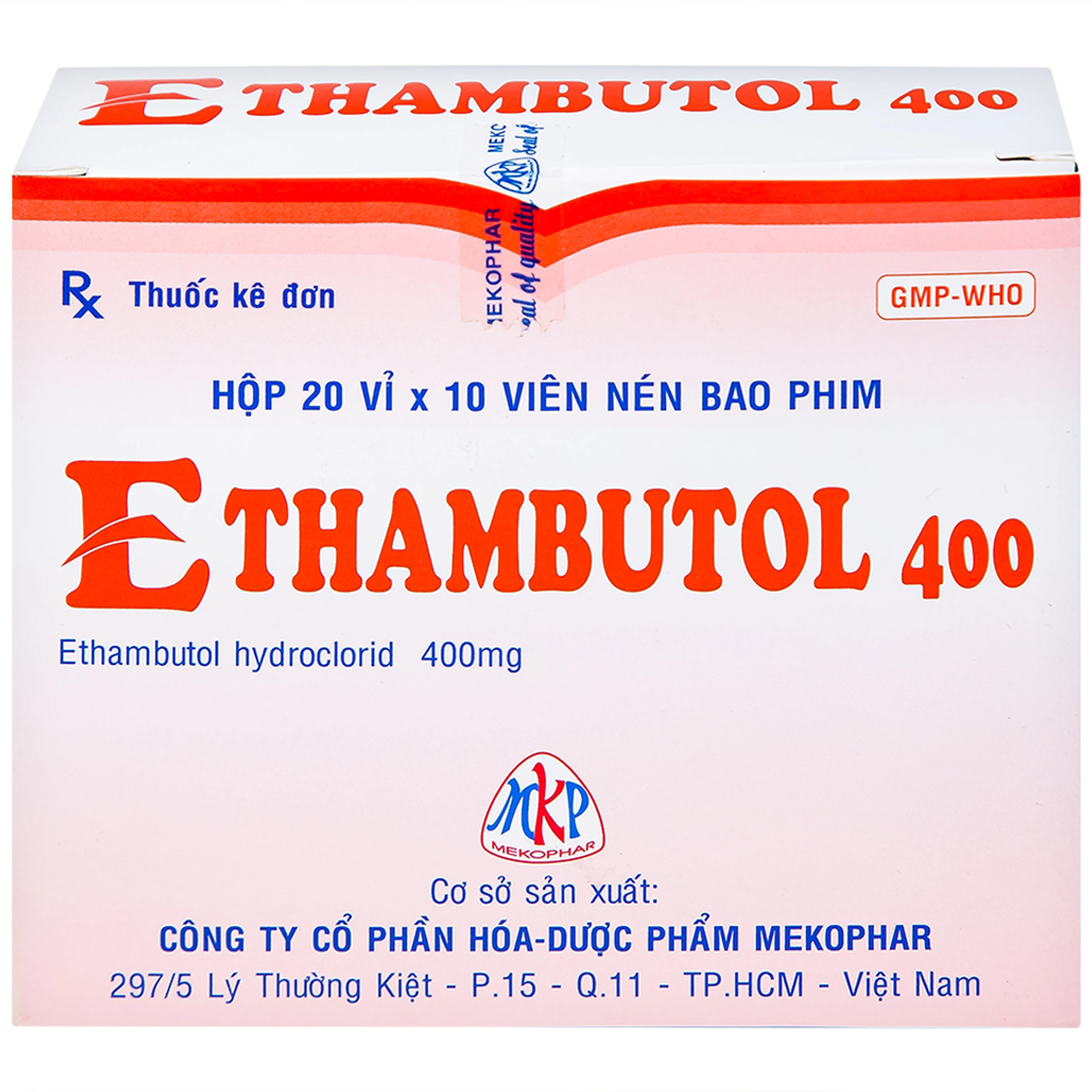 Thuốc Ethambutol 400 Mekophar điều trị lao mới và lao tái phát (20 vỉ x 10 viên)