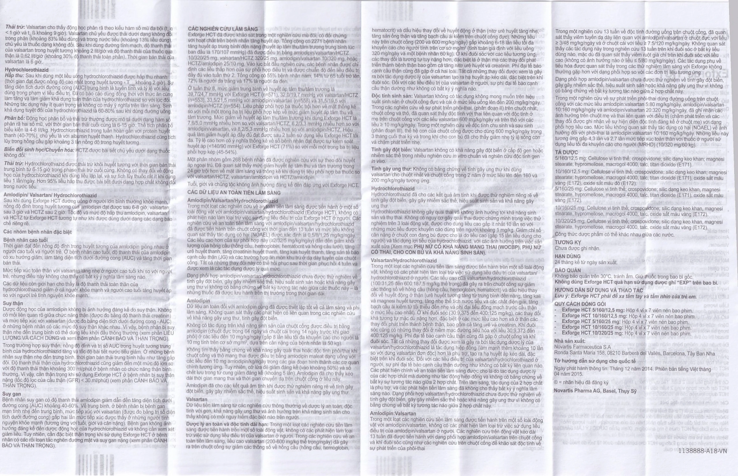 Thuốc Exforge HCT 5mg/160mg/12.5mg Novartis điều trị tăng huyết áp vô căn (4 vỉ x 7 viên)