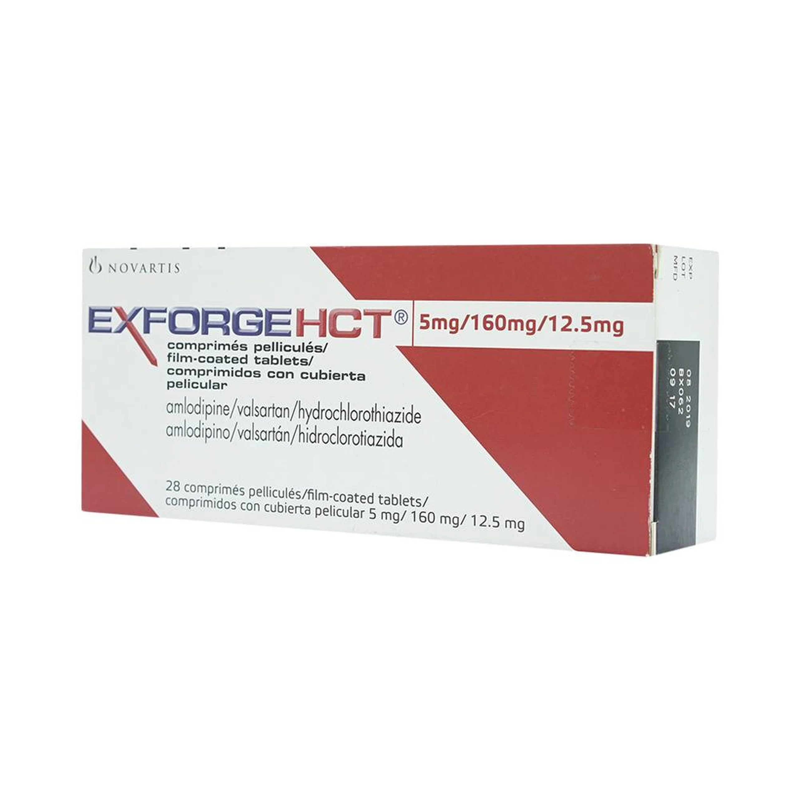 Thuốc Exforge HCT 5mg/160mg/12.5mg Novartis điều trị tăng huyết áp vô căn (4 vỉ x 7 viên)