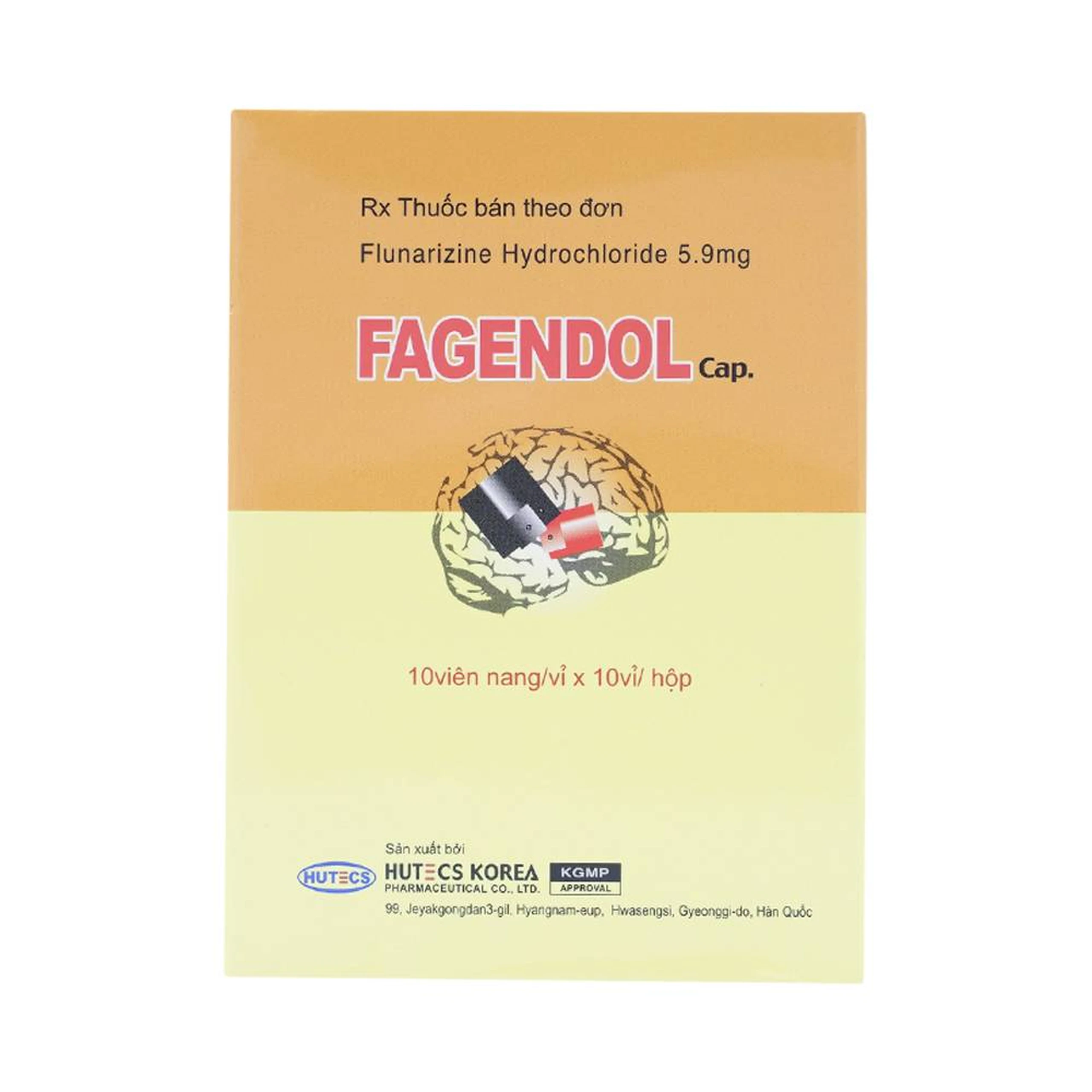 Thuốc Fagendol 5mg Hutecs điều trị dự phòng chứng đau nửa đầu (10 vỉ x 10 viên)
