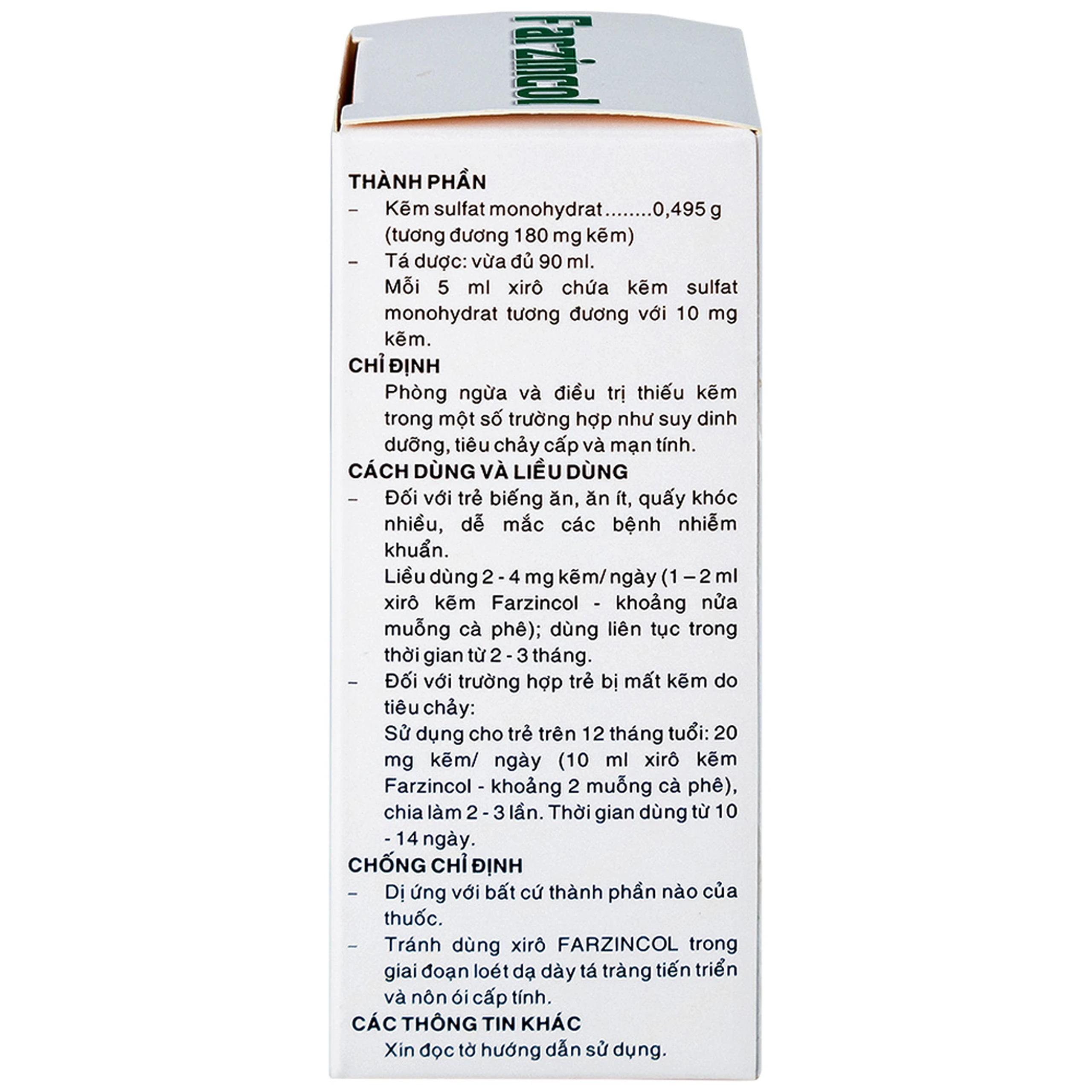 Siro Farzincol Pharmedic điều trị thiếu kẽm (90ml)