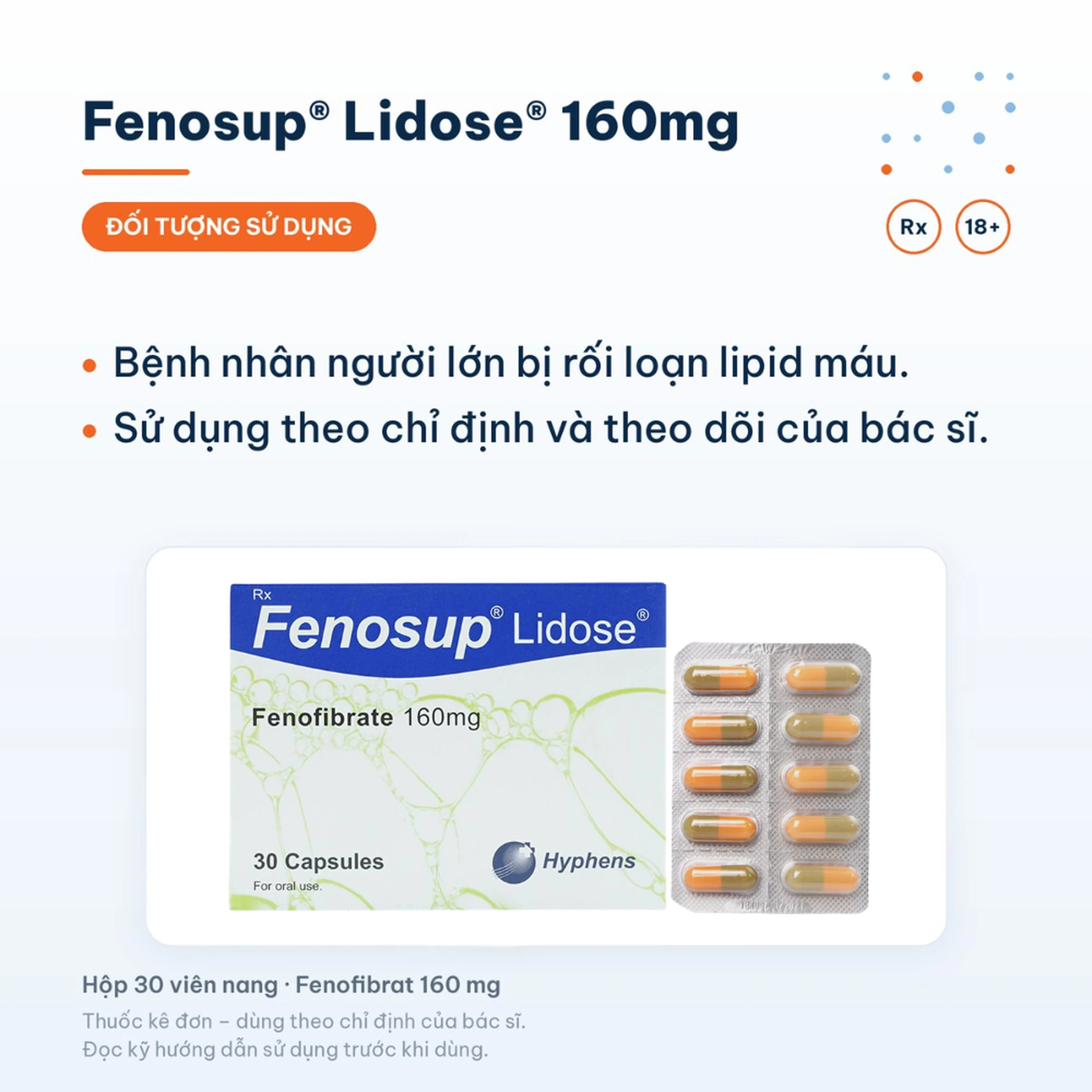 Thuốc Fenosup 160mg Hyphens điều trị cholesterol máu và triglycerid máu cao (3 vỉ x 10 viên) 5