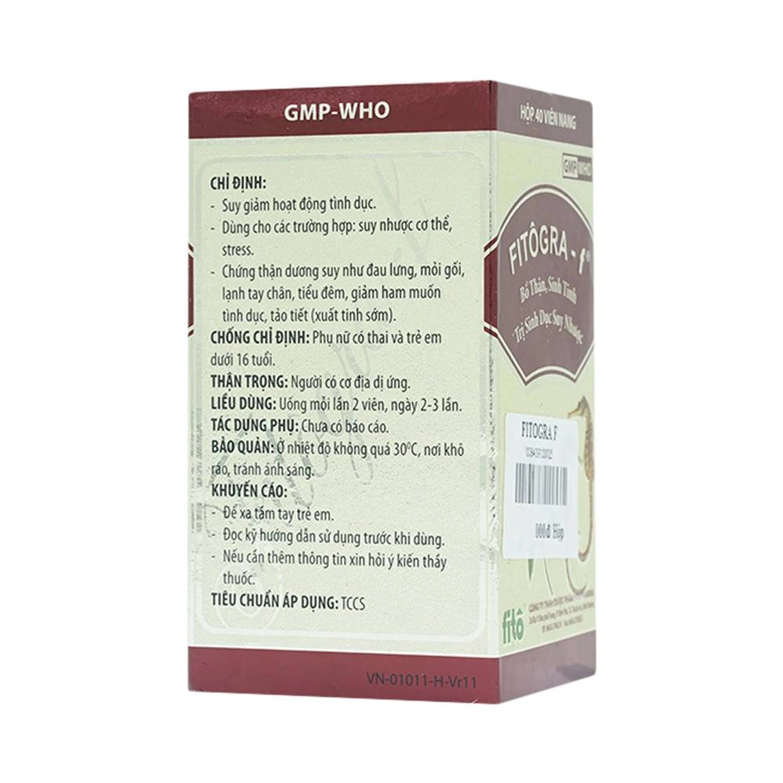 Thuốc Fitogra-f điều trị suy giảm hoạt động tình dục, suy nhược cơ thể (40 viên)