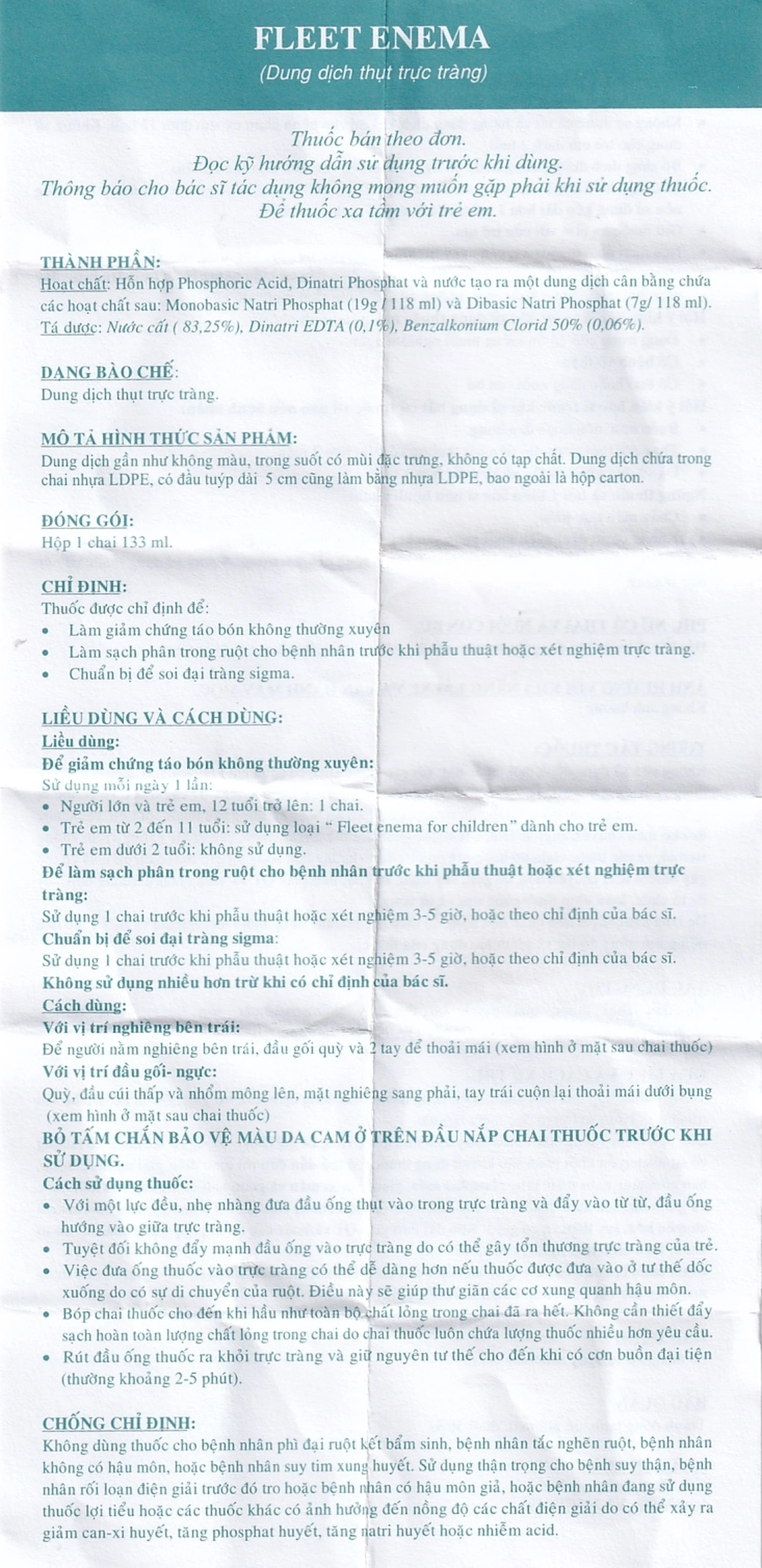 Dung dịch thụt trực tràng Fleet Enema giảm chứng táo bón không thường xuyên (133ml)