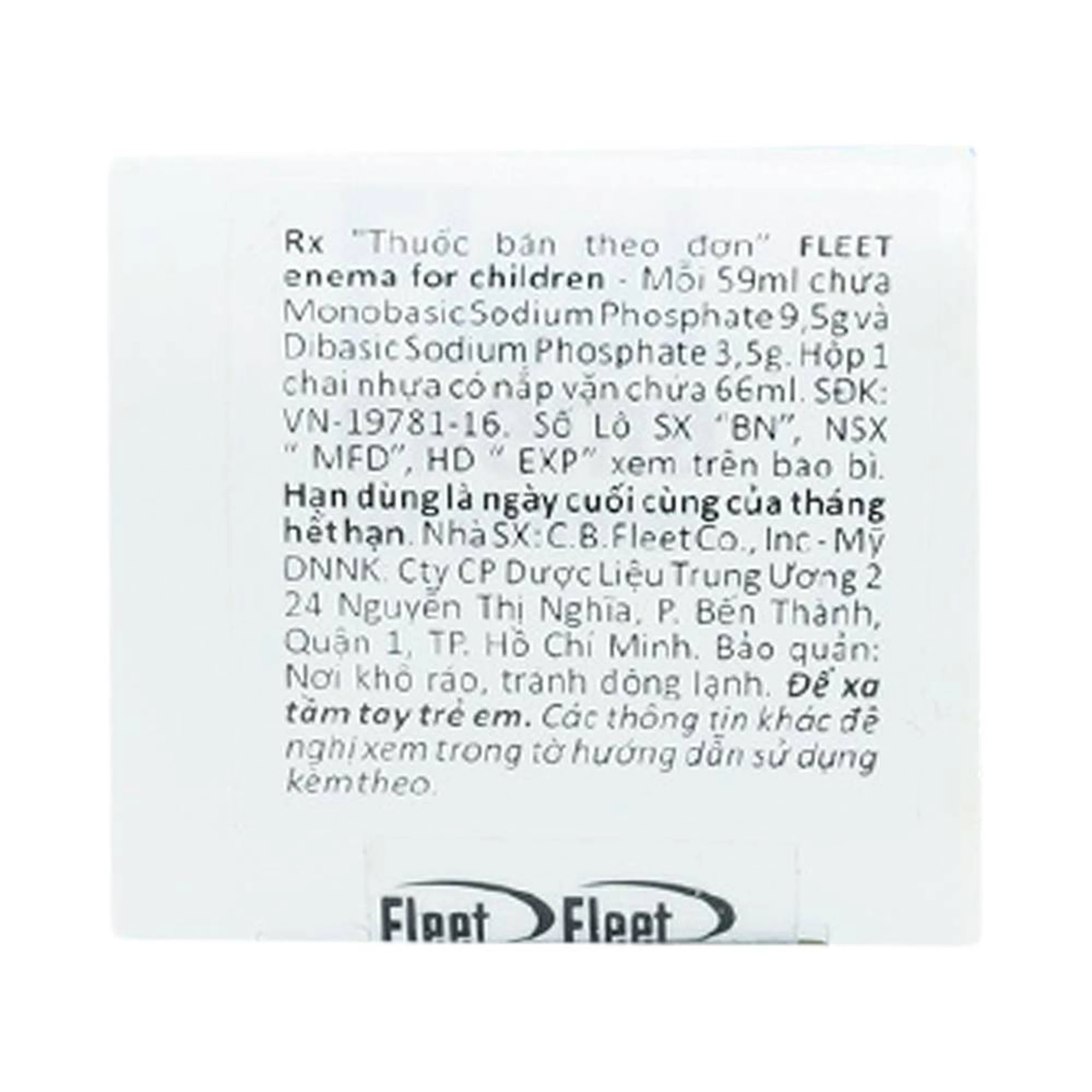 Dung dịch thụt trực tràng Fleet Enema For Children giảm chứng táo bón không thường xuyên (66ml)