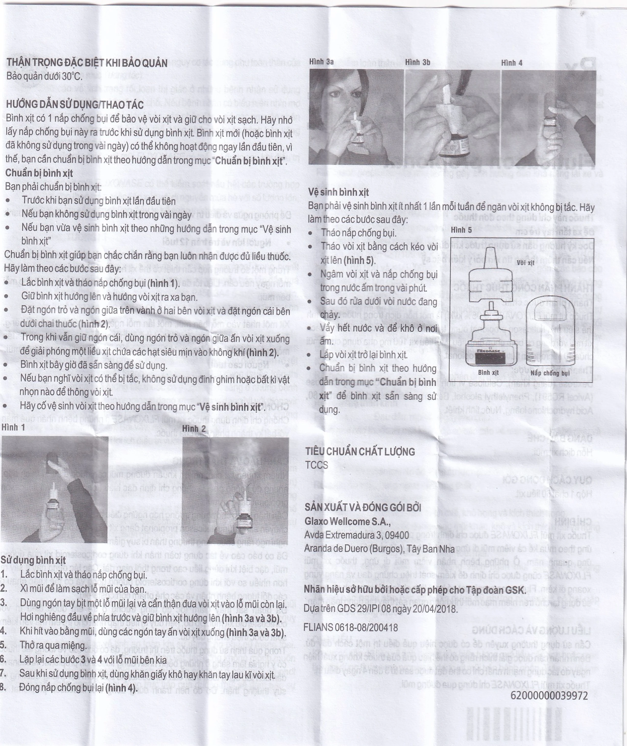 Xịt mũi Flixonase 0.05% GSK điều trị viêm mũi dị ứng (60 liều)