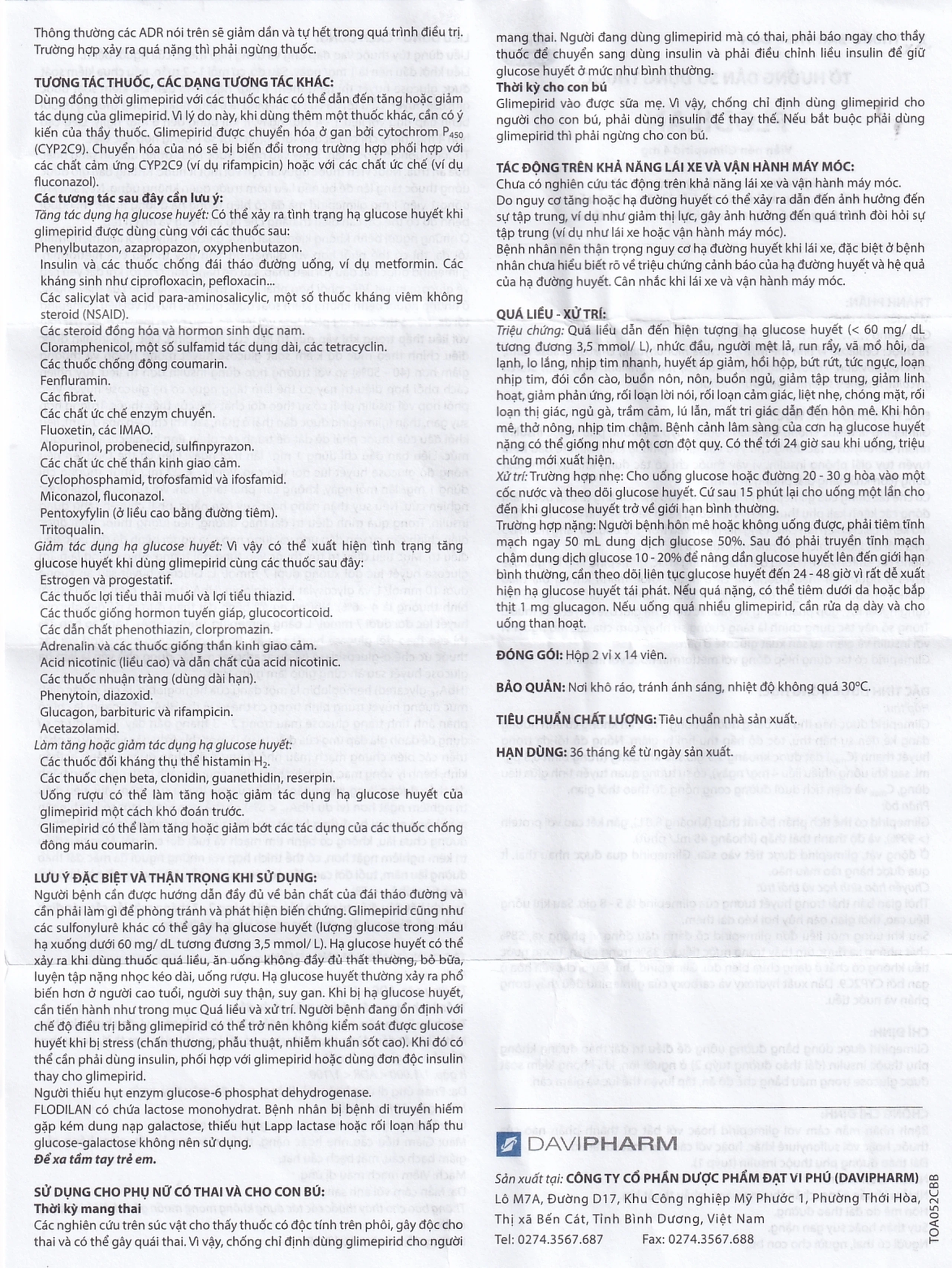 Thuốc Flodilan Davipharm điều trị đái tháo đường tuýp 2 (2 vỉ x 14 viên)