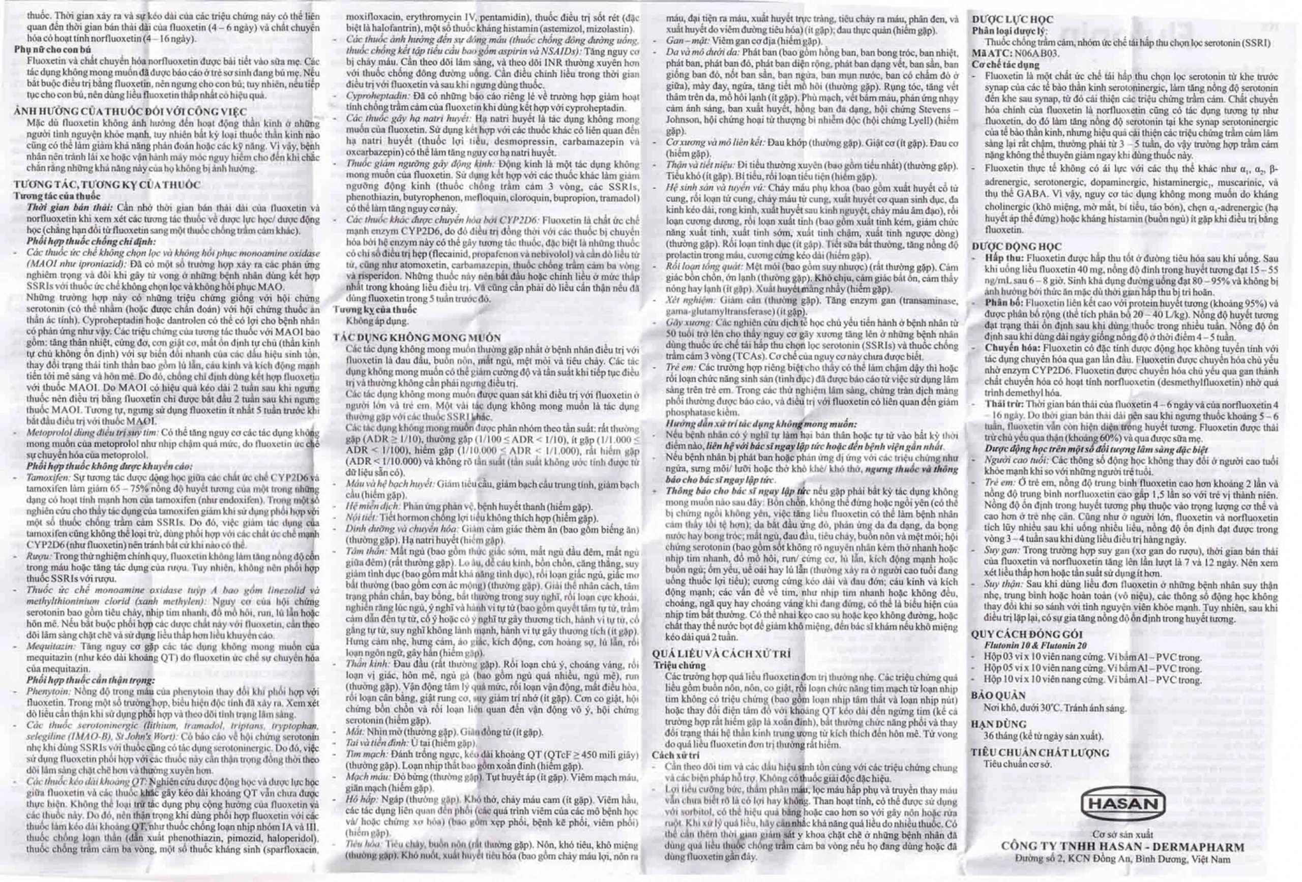 Thuốc Flutonin 10 Hasan điều trị bệnh trầm cảm (3 vỉ x 10 viên)