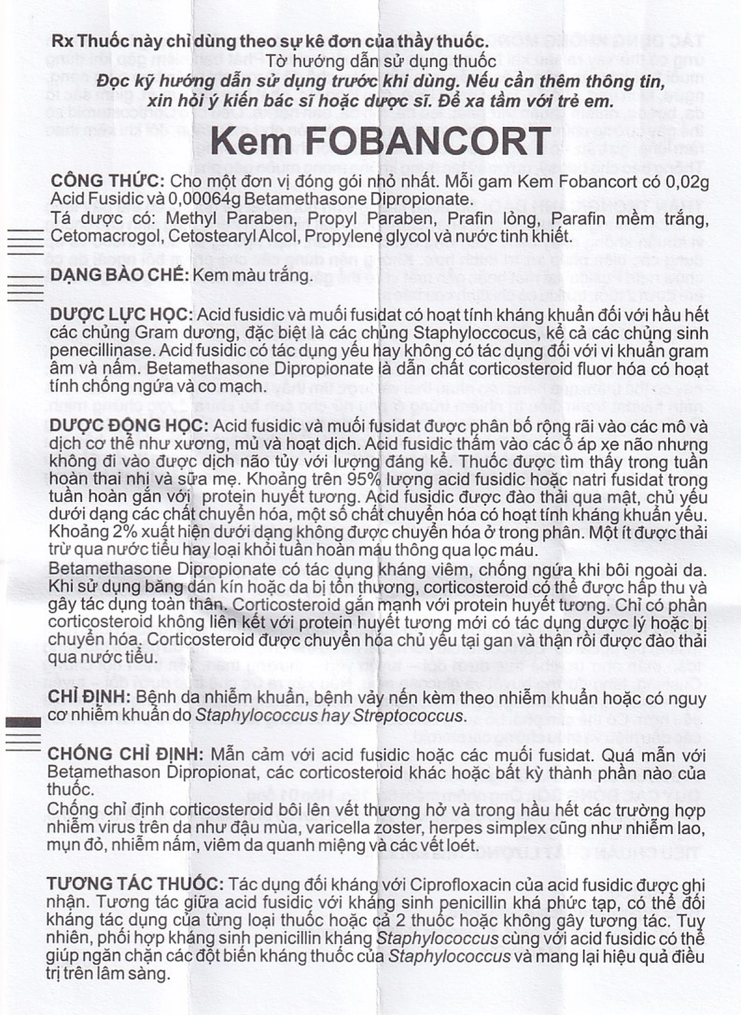 Kem Fobancort Cream điều trị vảy nến, viêm da do nhiễm khuẩn (5g)