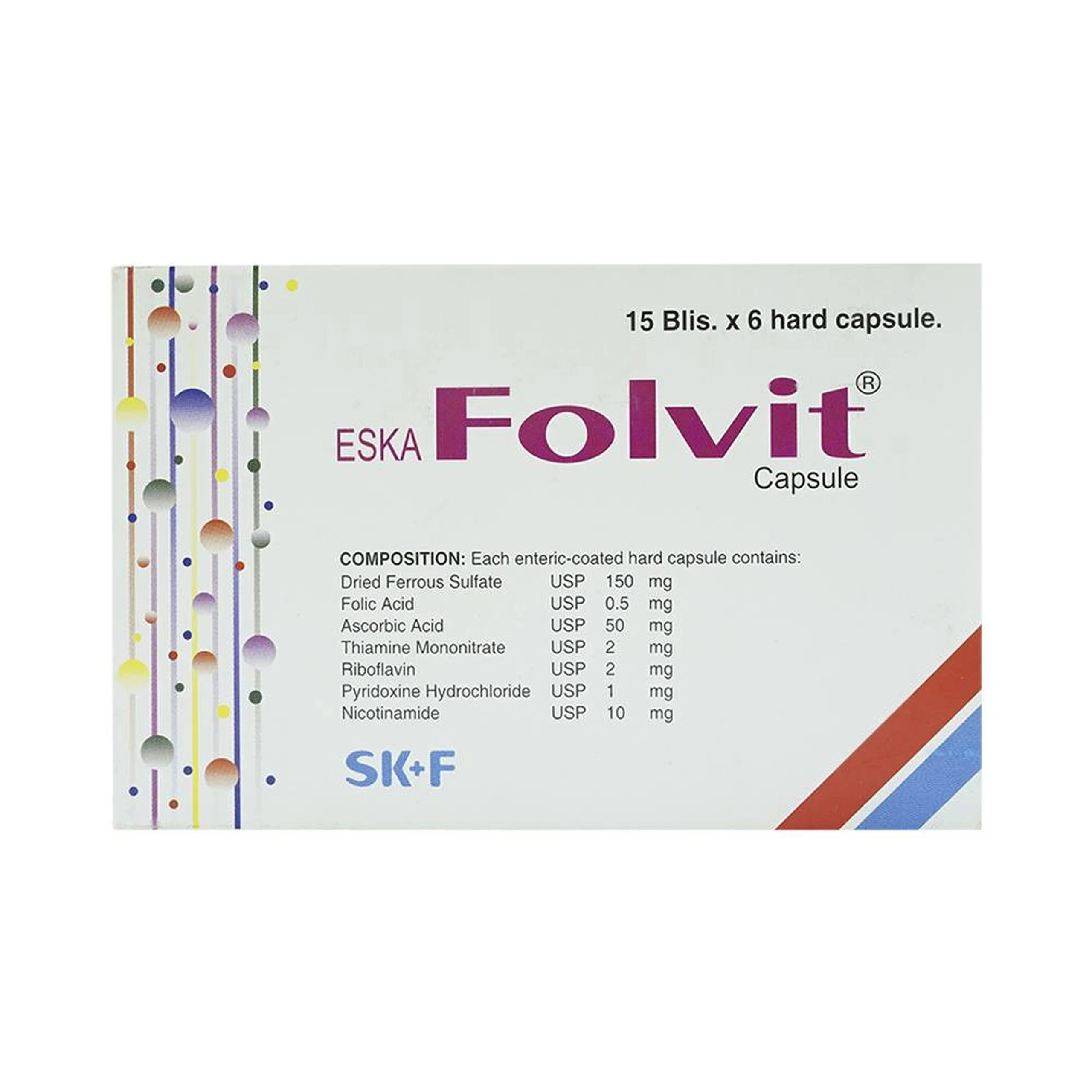 Thuốc Eskafolvit Capsule Eskayef phòng và điều trị bệnh thiếu máu do thiếu sắt (15 vỉ x 6 viên)