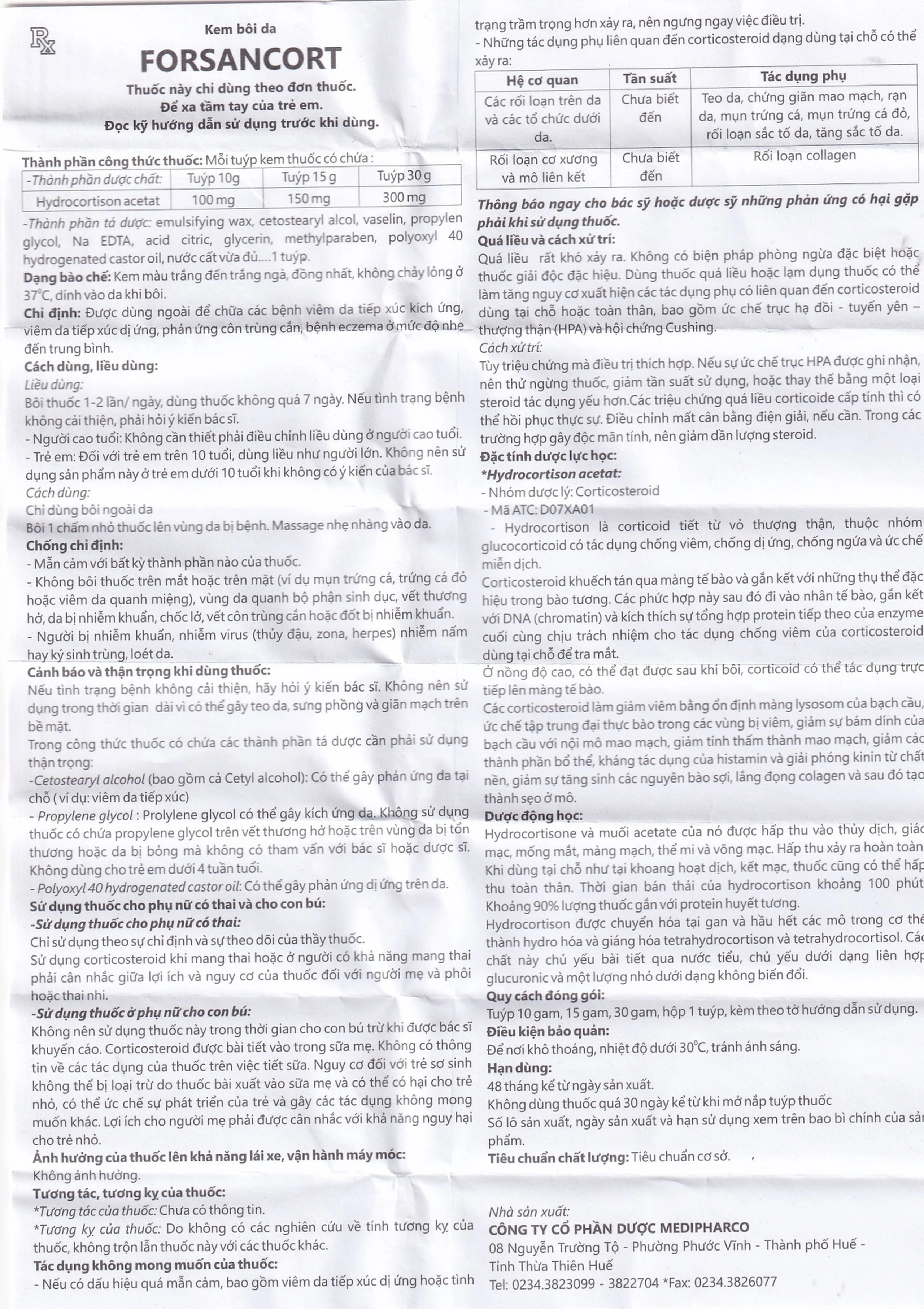 Kem bôi da Forsancort Medipharco điều trị viêm da tiếp xúc (10g)