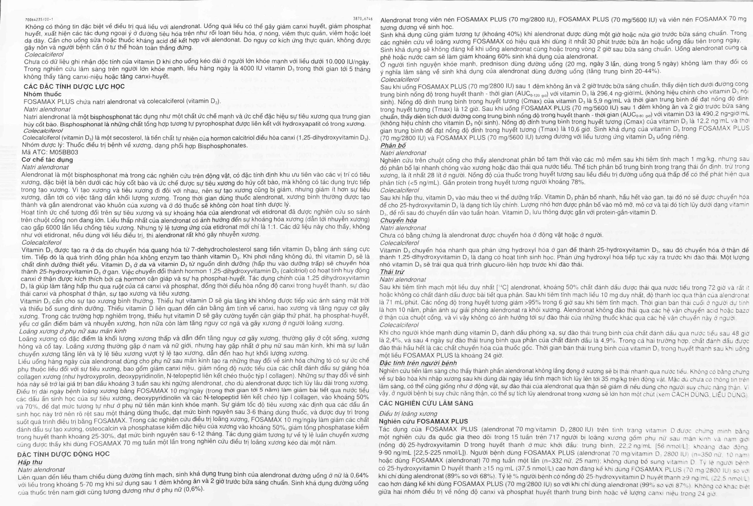 Thuốc Fosamax Plus 70mg/5600IU MSD điều trị loãng xương (1 vỉ x 4 viên)