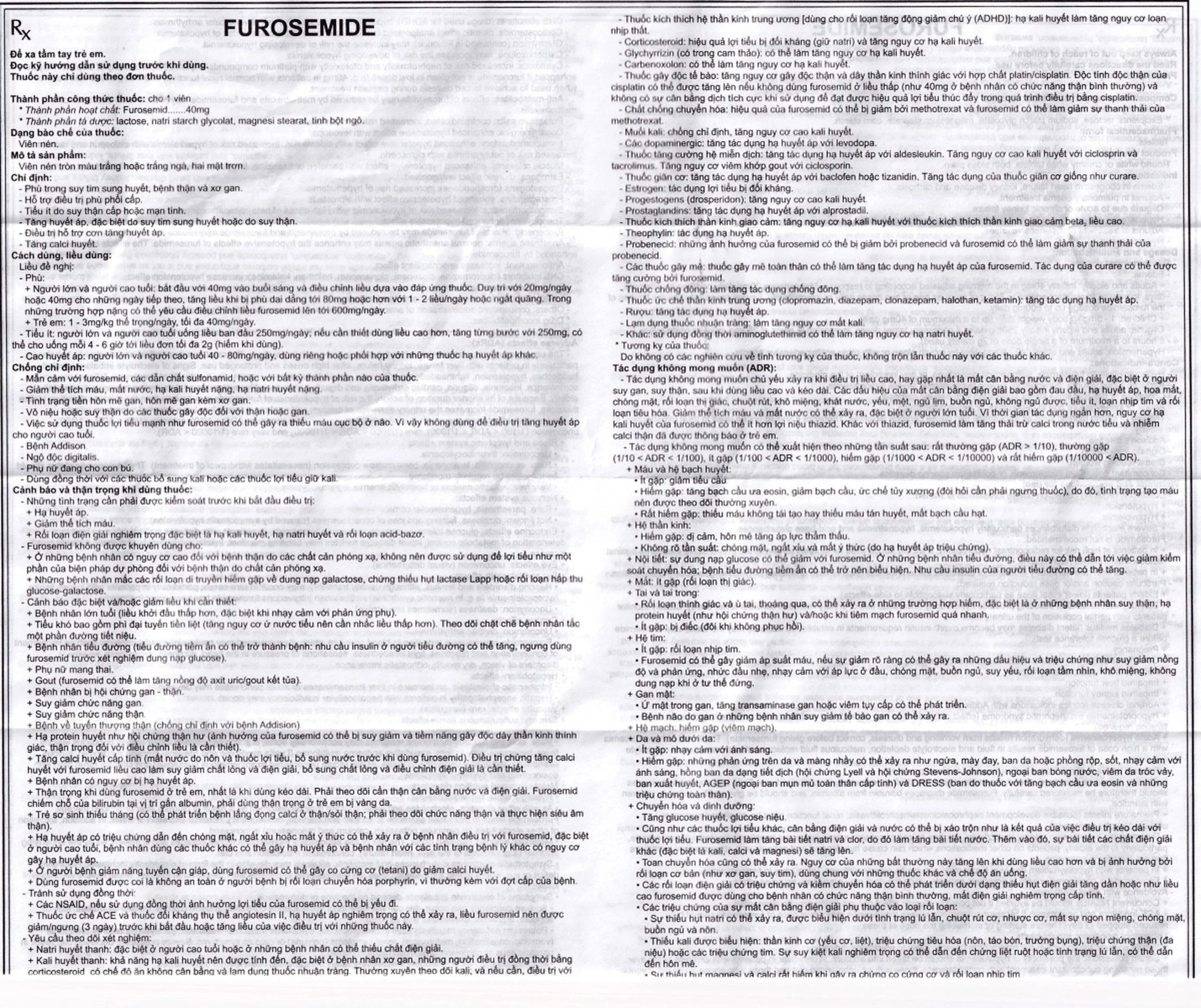 Thuốc Furosemide Mekophar điều trị phù, tăng huyết áp (10 vỉ x 30 viên)