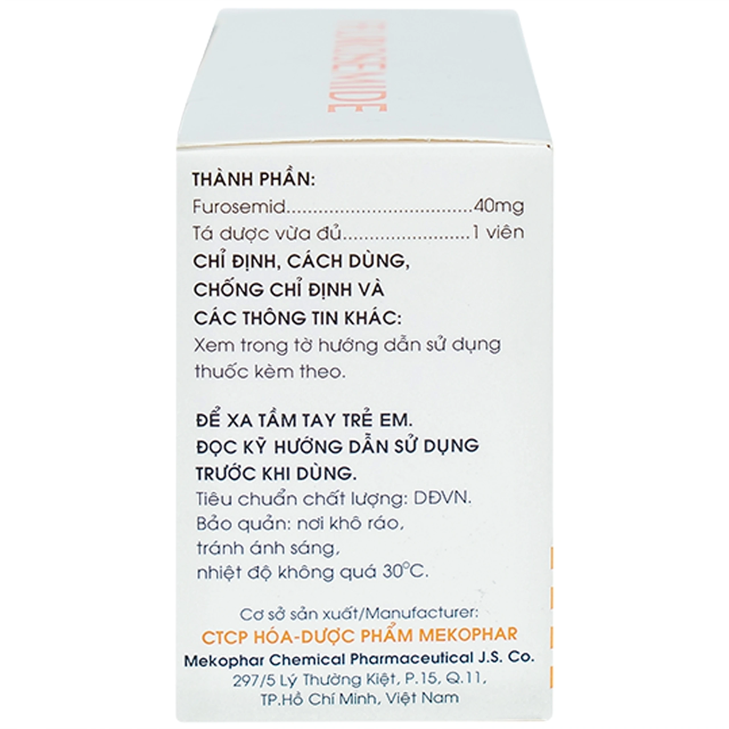 Thuốc Furosemide Mekophar điều trị phù, tăng huyết áp (10 vỉ x 30 viên)
