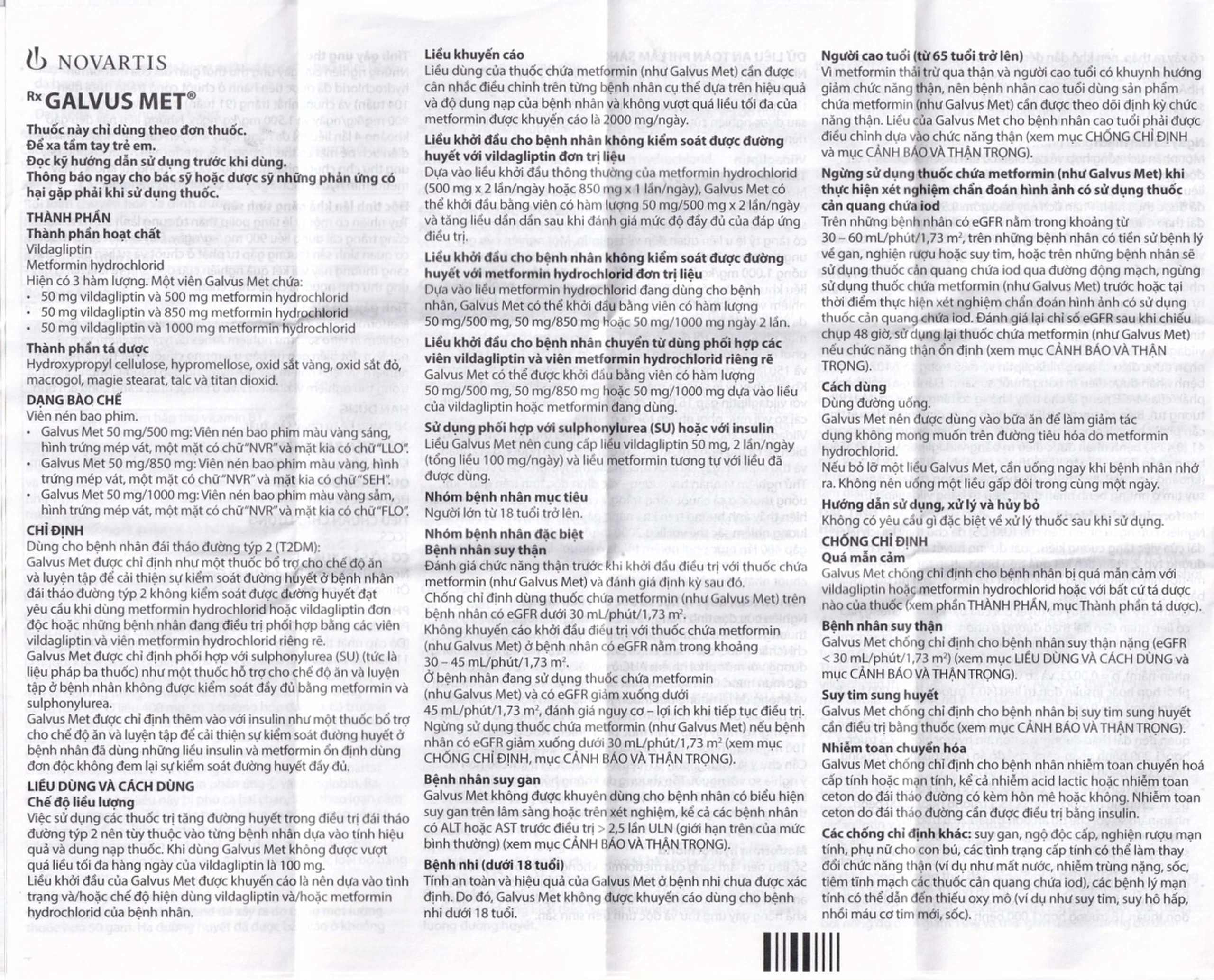 Thuốc Galvus Met 50mg/500mg Novartis điều trị đái tháo đường típ 2 (6 vỉ x 10 viên)