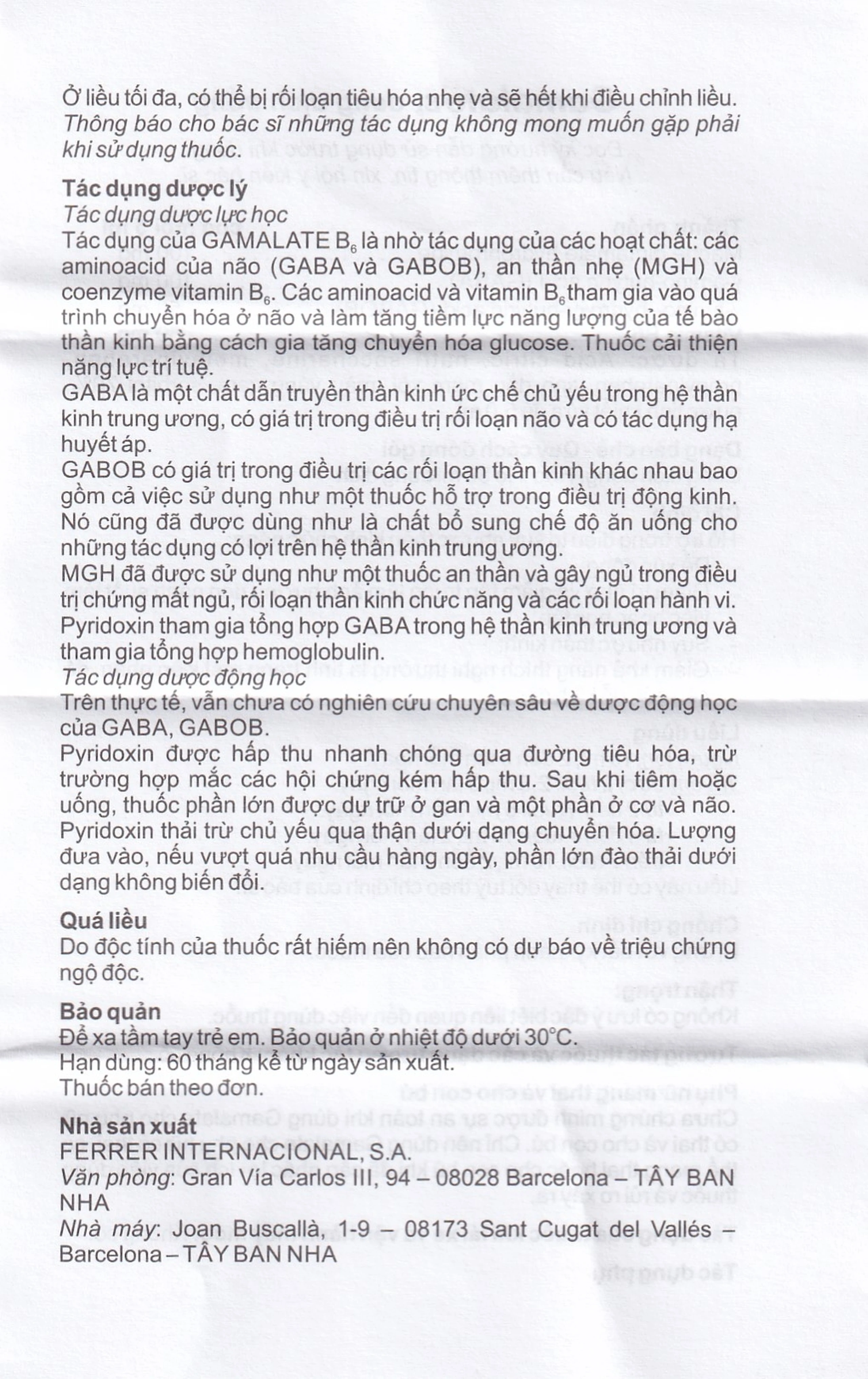 Dung dịch Gamalate B6 điều trị suy nhược thần kinh (80ml)