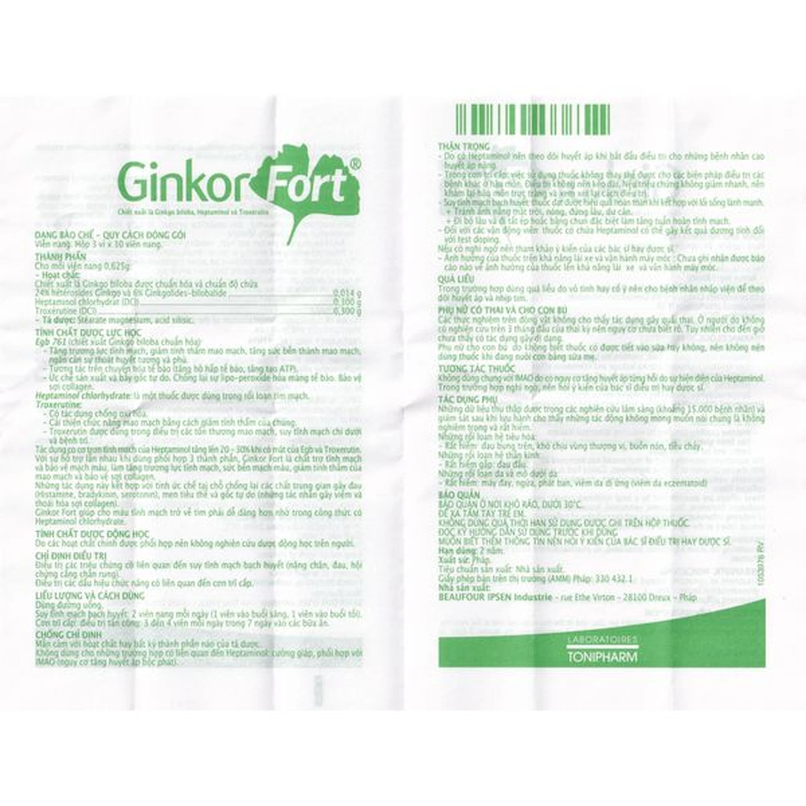 Thuốc Ginkor Fort điều trị suy tĩnh mạch bạch huyết (3 vỉ x 10 viên)