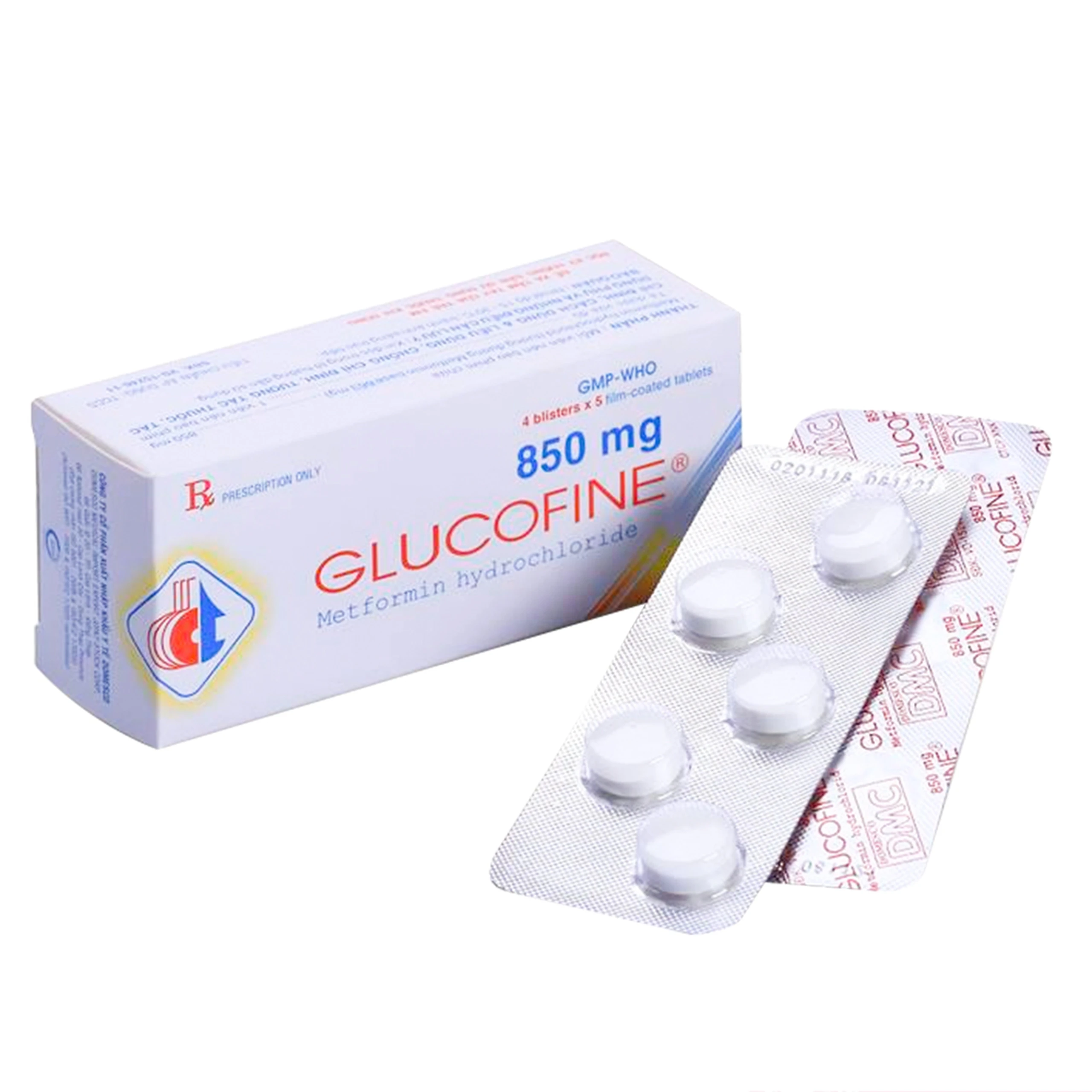 Thuốc Glucofine 850mg Domesco điều trị đái tháo đường típ 2 (4 vỉ x 5 viên)