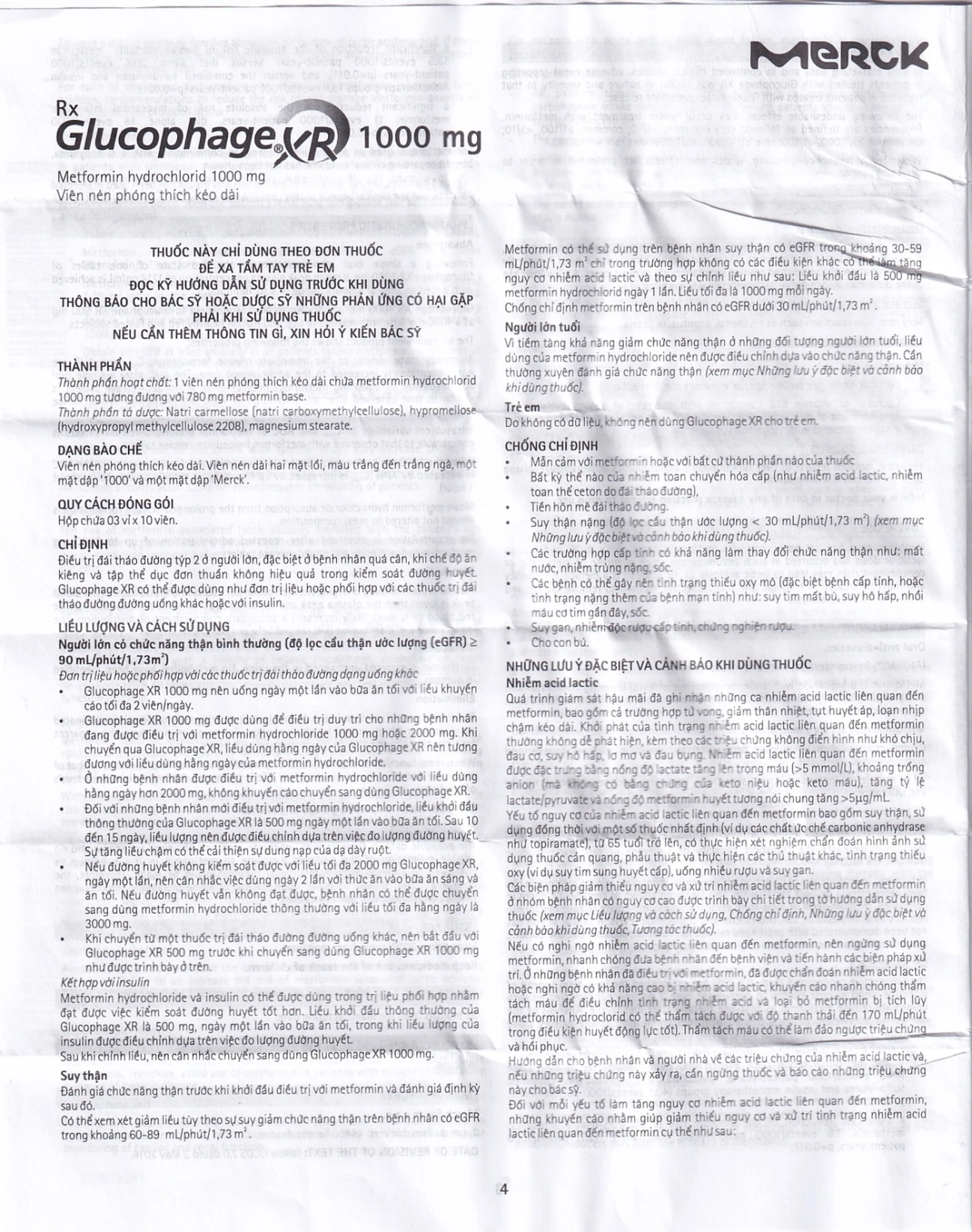 Thuốc Glucophage XR 1000mg Merck điều trị tiểu đường típ 2 (3 vỉ x 10 viên)