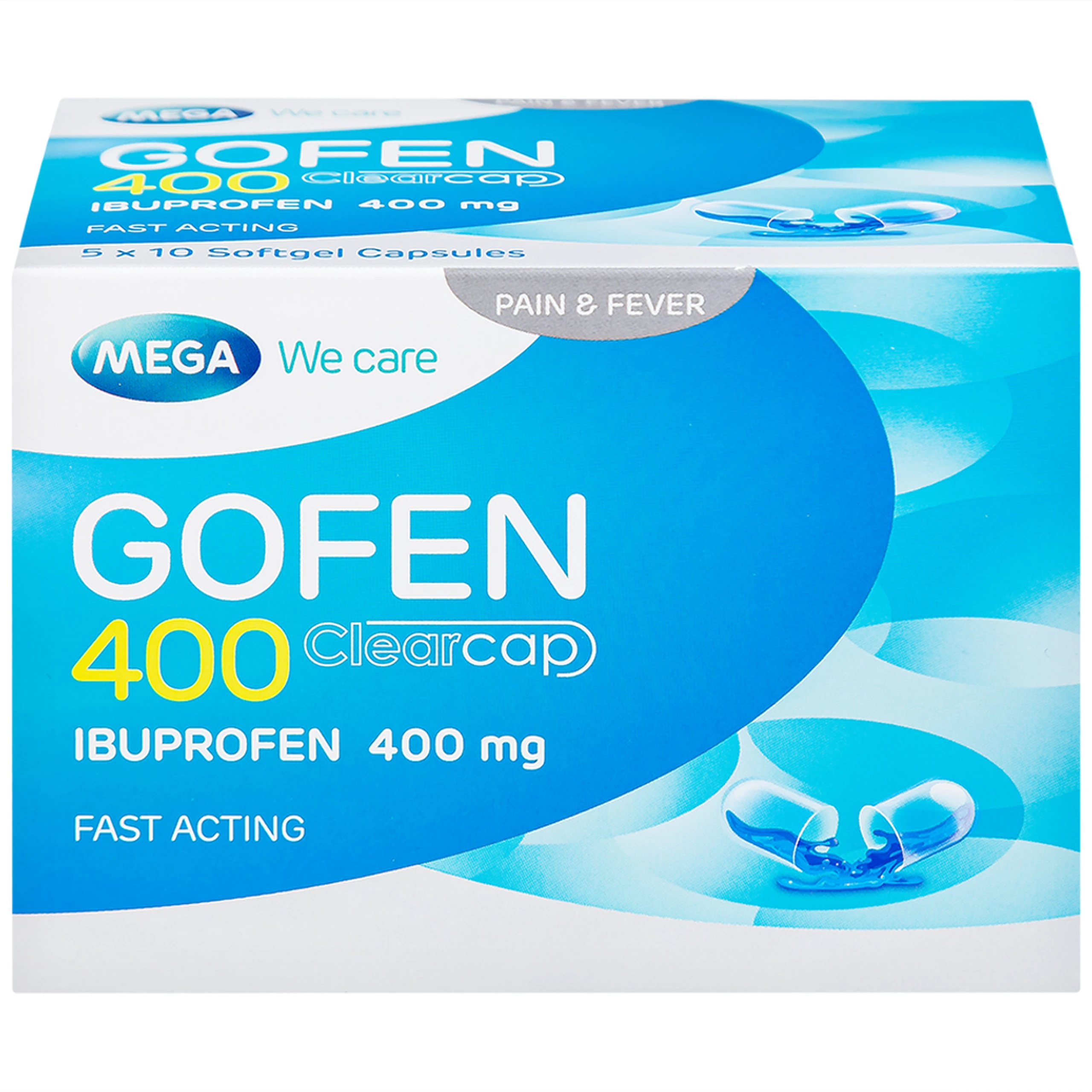 Thuốc Gofen 400 MEGA We care điều trị hạ sốt, giảm đau (5 vỉ x 10 viên)