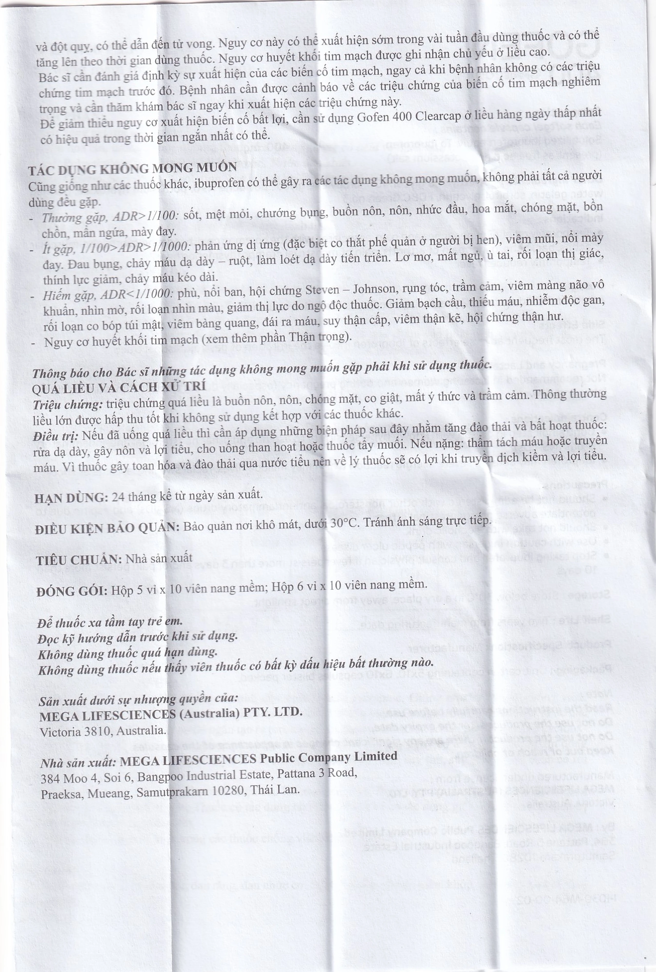 Thuốc Gofen 400 MEGA We care điều trị hạ sốt, giảm đau (5 vỉ x 10 viên)