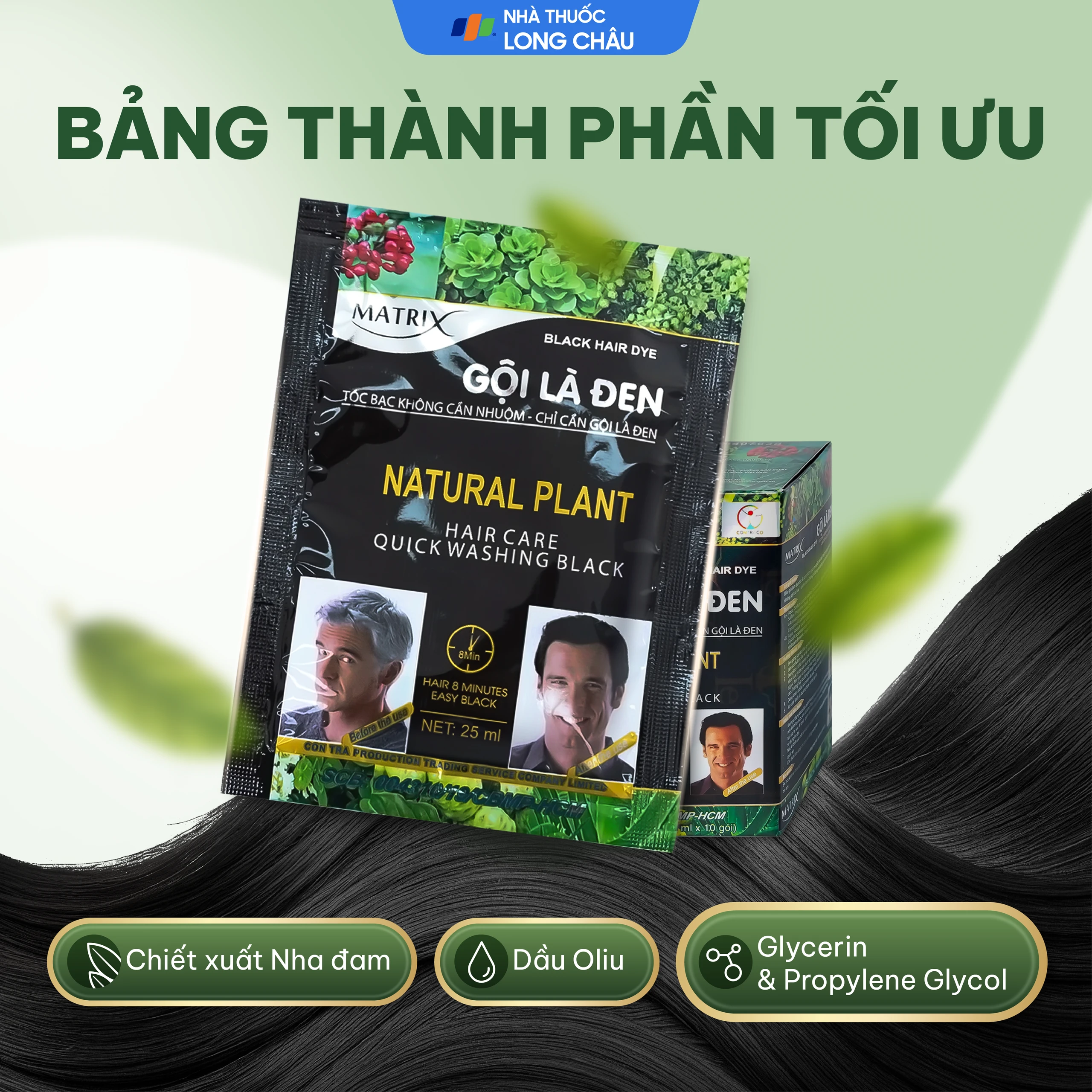 Dầu gội nhuộm đen tóc Matrix gội là đen (10 gói x 25ml) 3