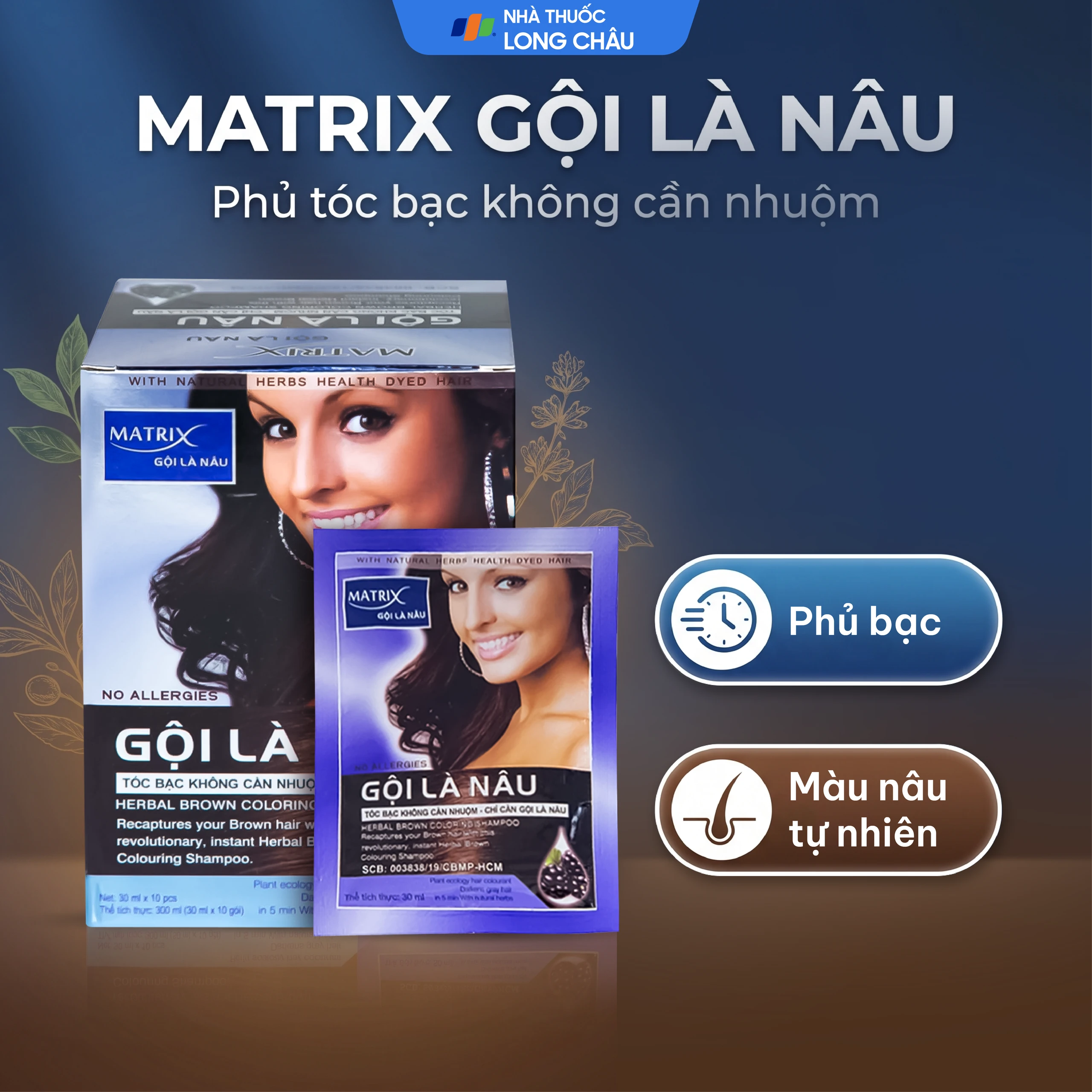 Gội là nâu Matrix làm thay đổi màu tóc, che phủ tóc bạc (10 gói x 30ml) 2