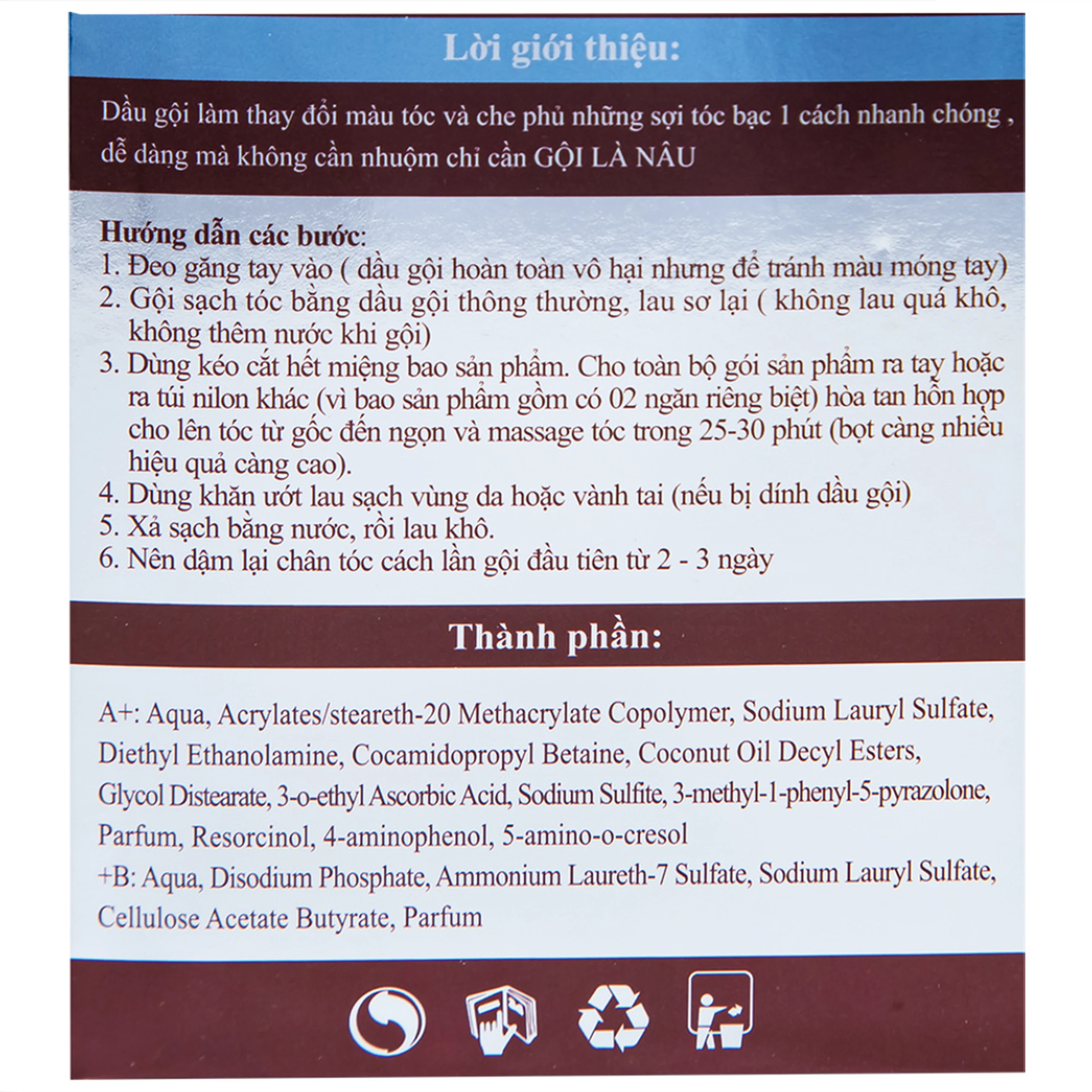 Gội là nâu Matrix làm thay đổi màu tóc, che phủ tóc bạc (10 gói x 30ml)