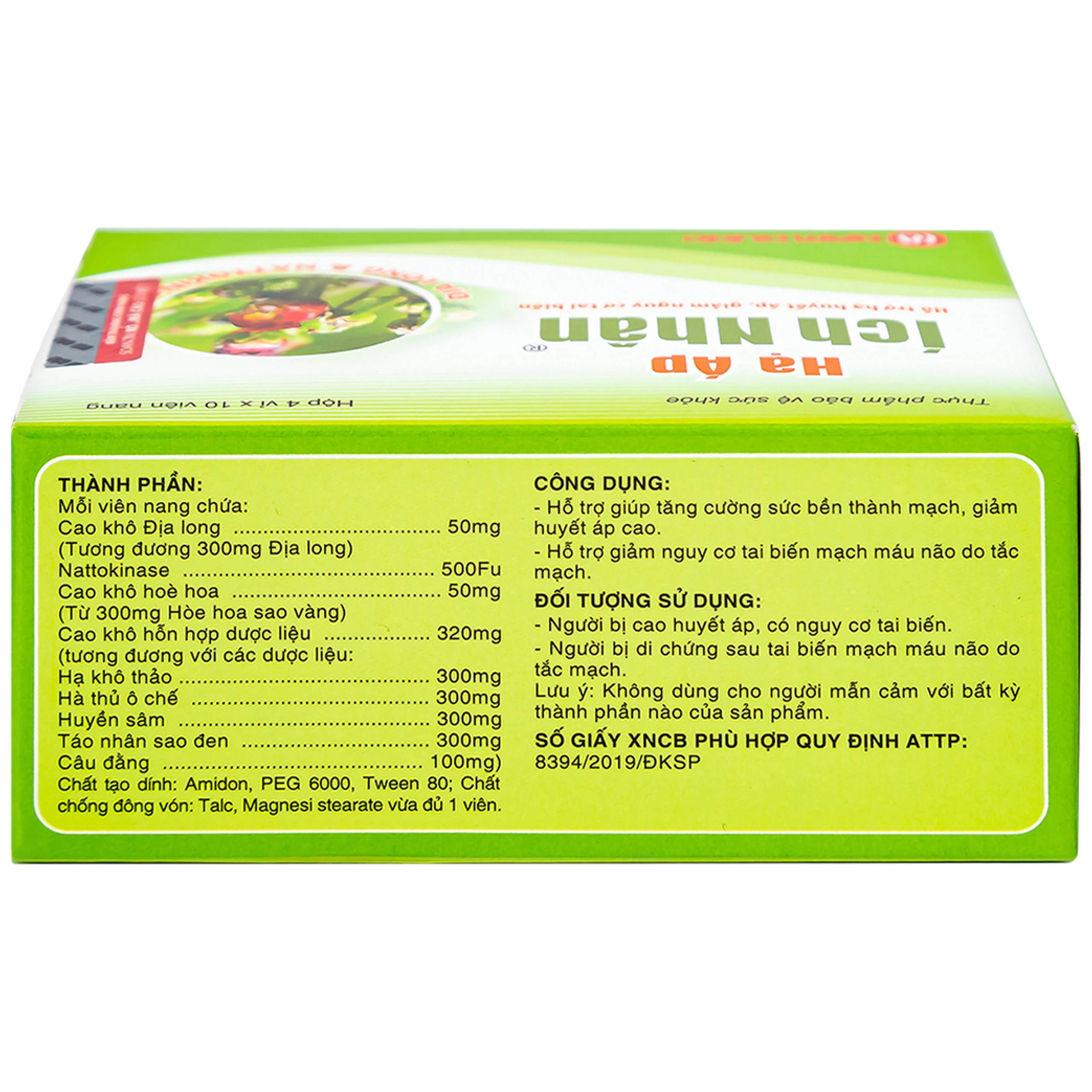 Viên hỗ trợ giảm huyết áp cao Hạ Áp Ích Nhân (4 vỉ x 10 viên)