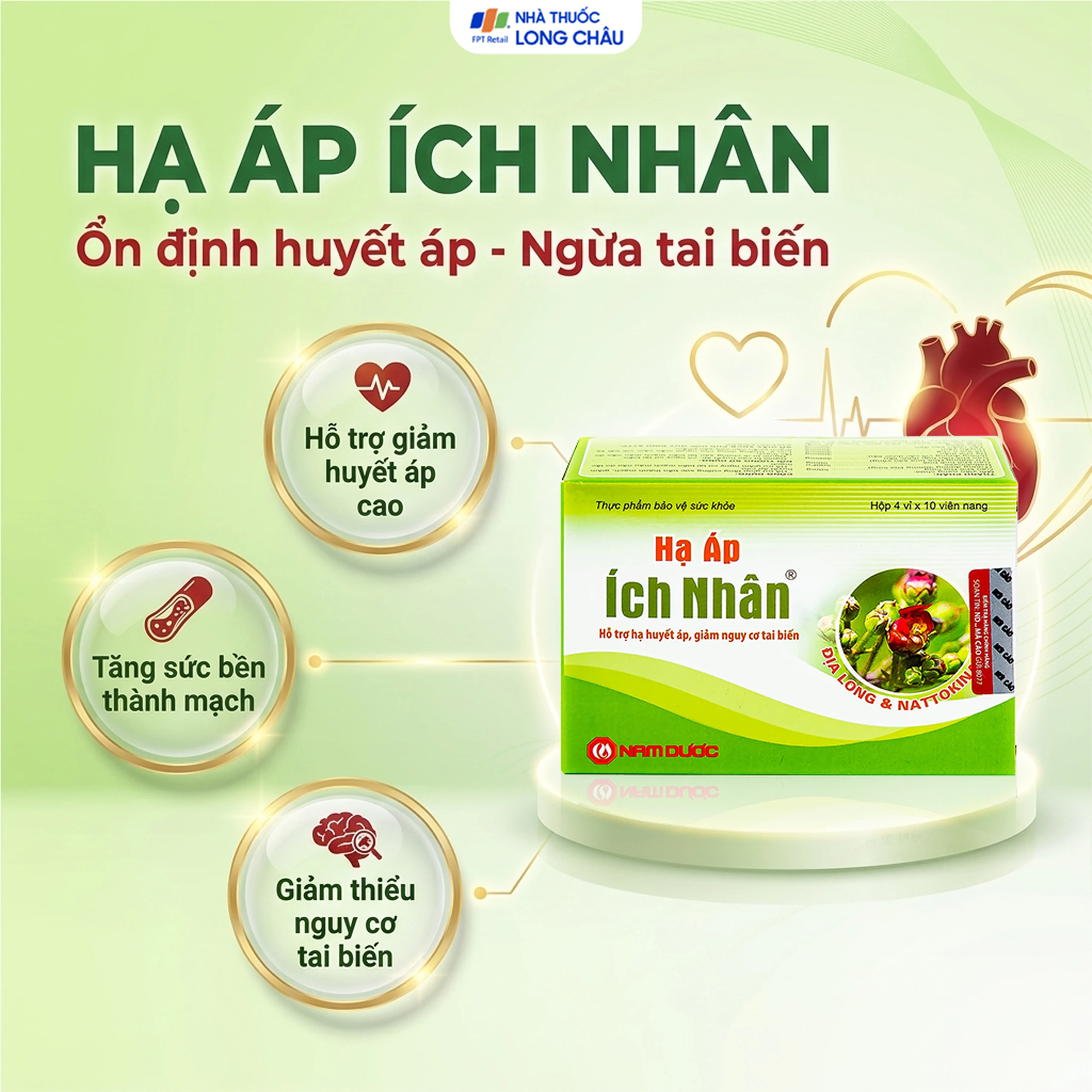 Viên hỗ trợ giảm huyết áp cao Hạ Áp Ích Nhân (4 vỉ x 10 viên) 2