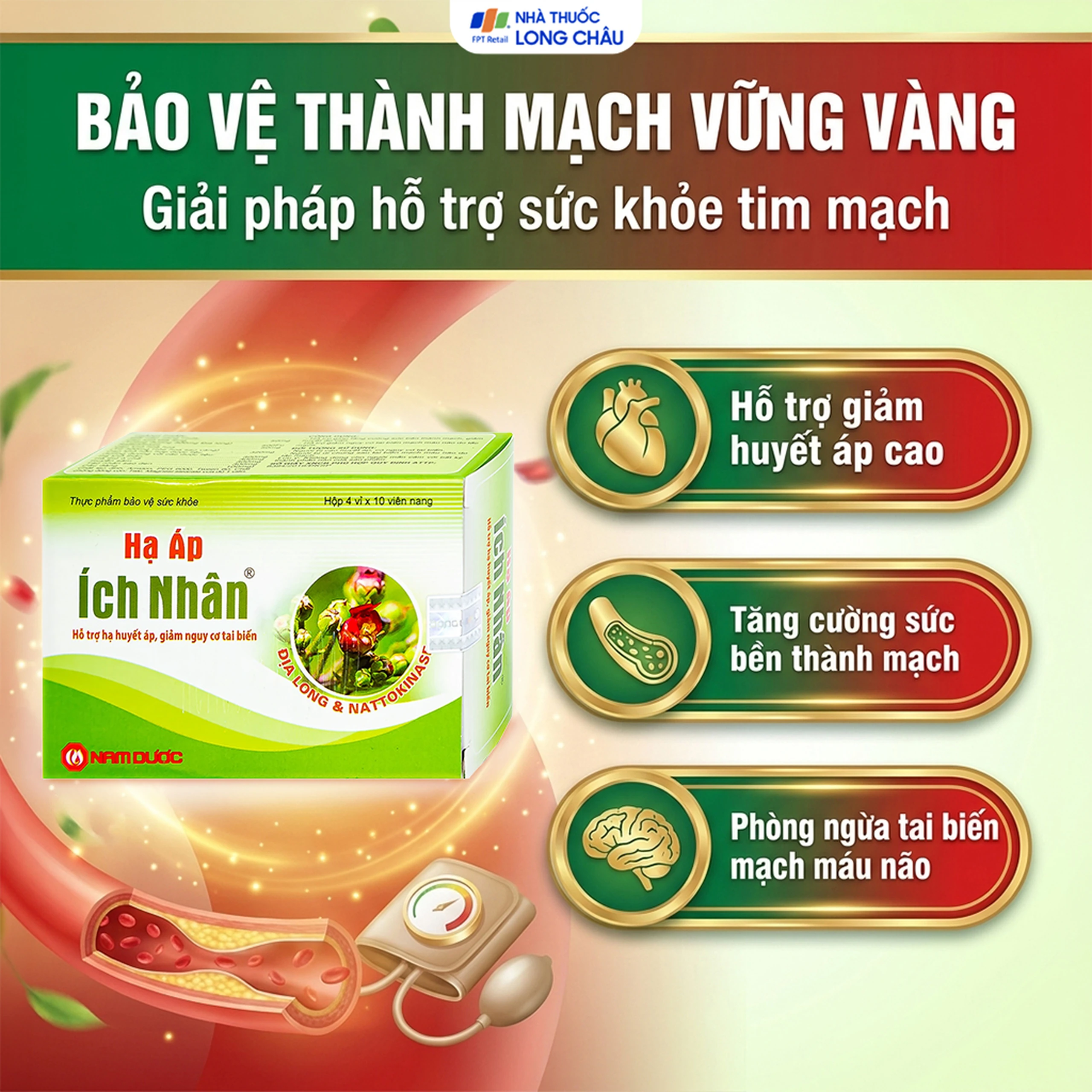 Viên hỗ trợ giảm huyết áp cao Hạ Áp Ích Nhân (4 vỉ x 10 viên) 4