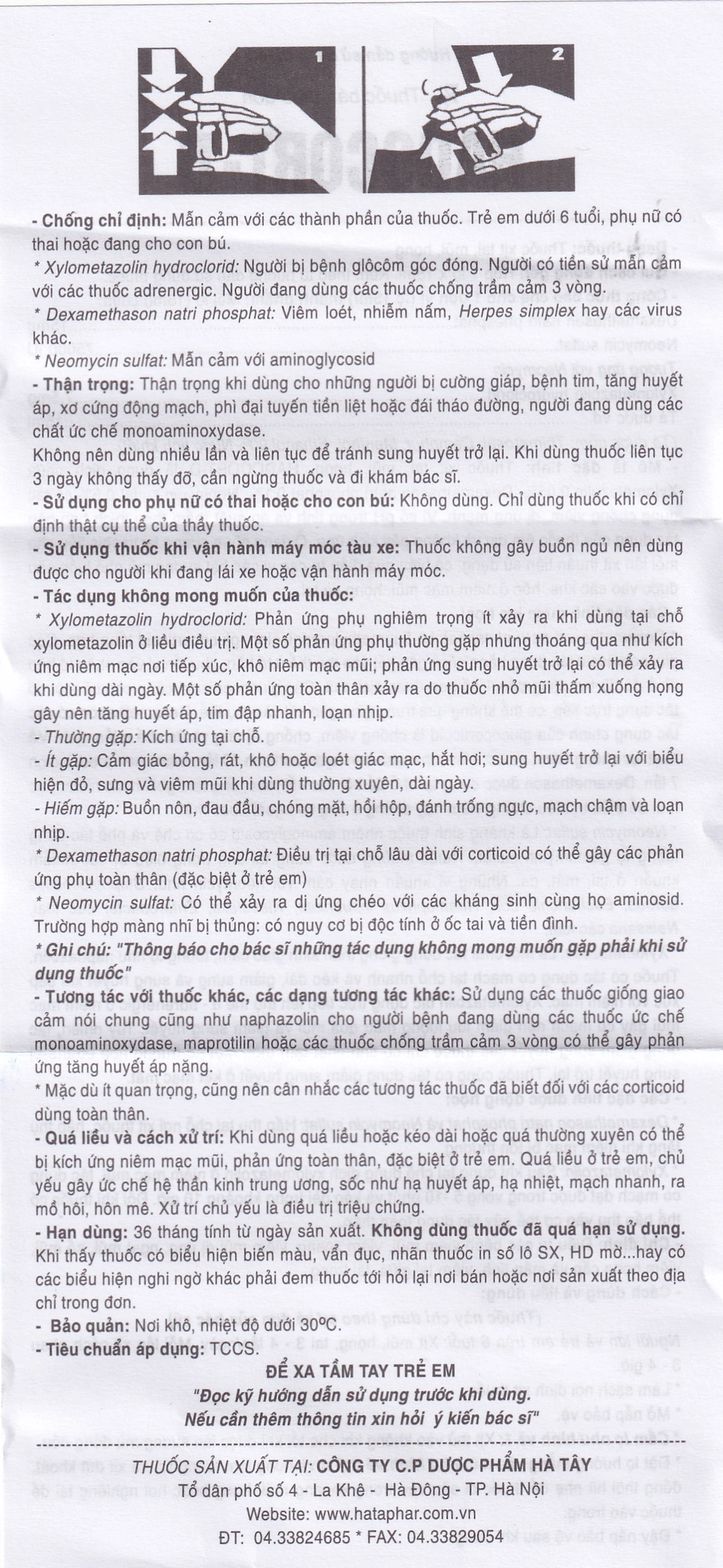 Thuốc xịt Hadocort-D Hà Tây điều trị các bệnh viêm mũi, viêm xoang (15ml)