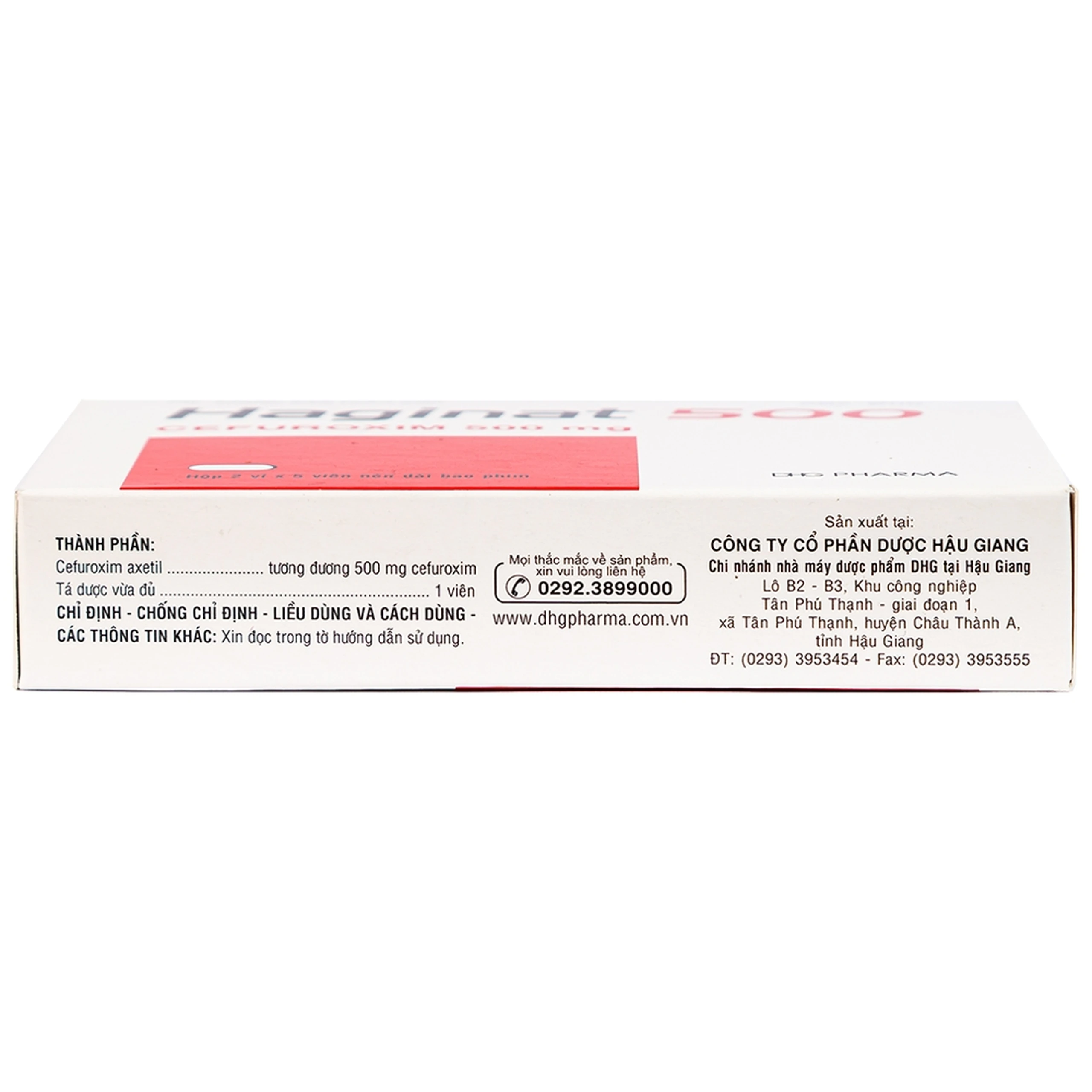 Thuốc Haginat 500 DHG điều trị nhiễm khuẩn (2 vỉ x 5 viên)