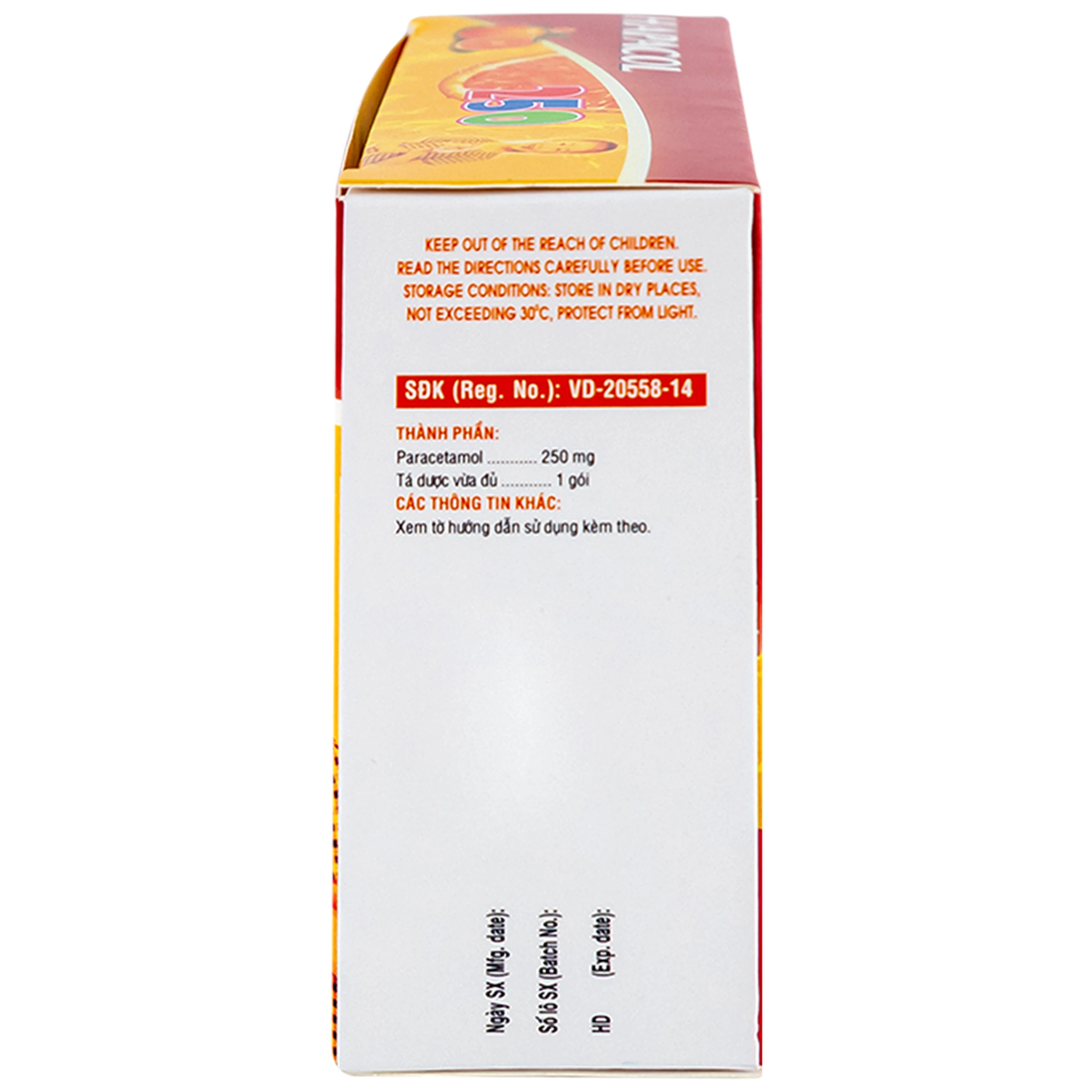 Bột Hapacol 250 DHG giảm đau, hạ sốt (24 gói)