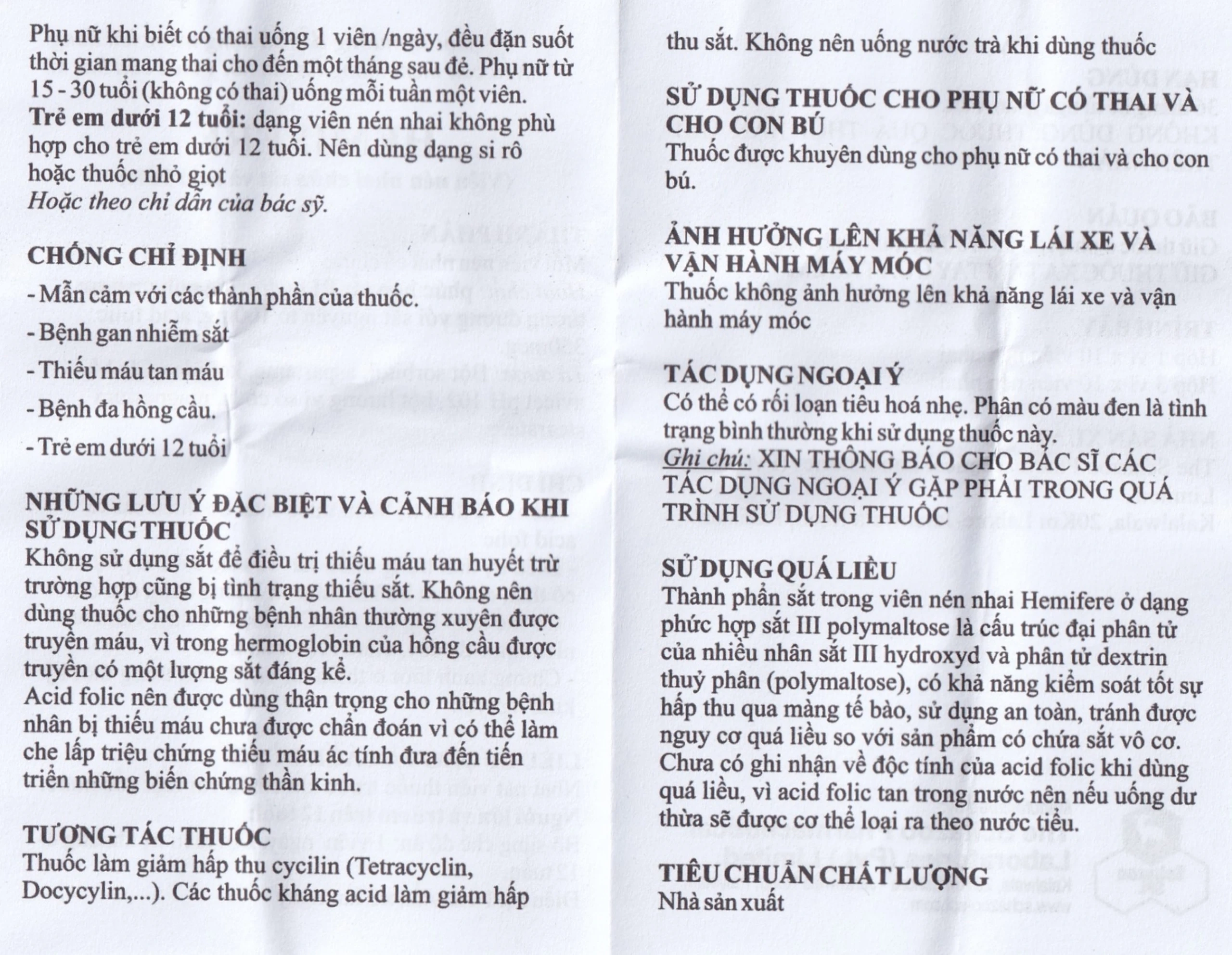 Viên nhai Hemifere 100mg phòng và điều trị bệnh thiếu máu do thiếu sắt và acid folic (3 vỉ x 10 viên)