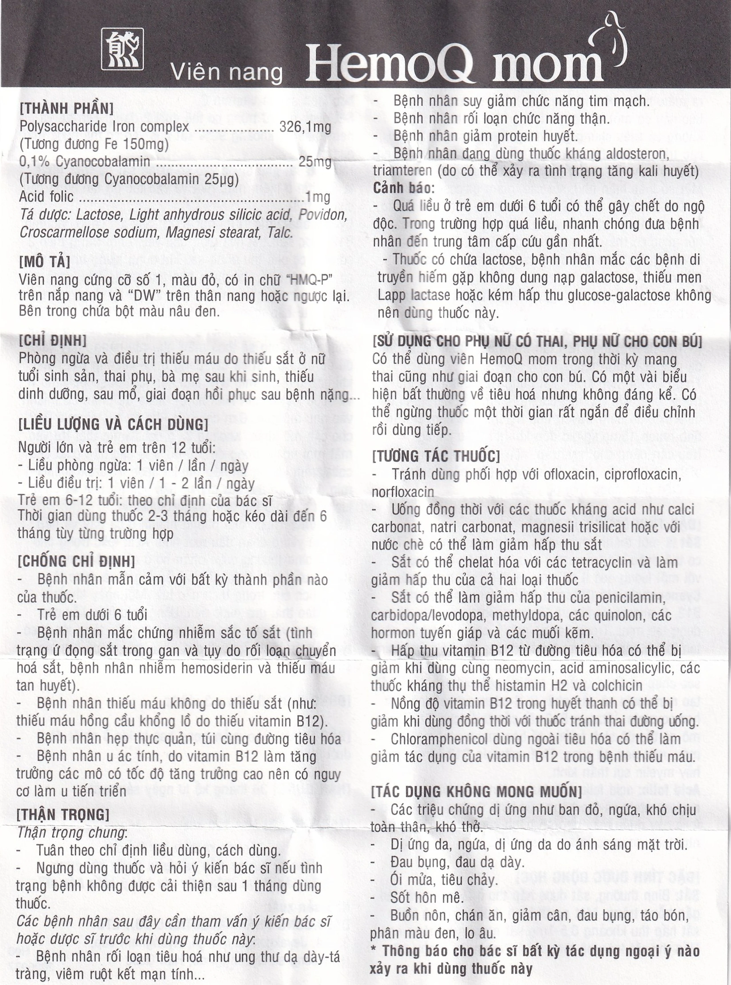 Thuốc HemoQ Mom phòng ngừa và điều trị thiếu máu (3 vỉ x 10 viên)