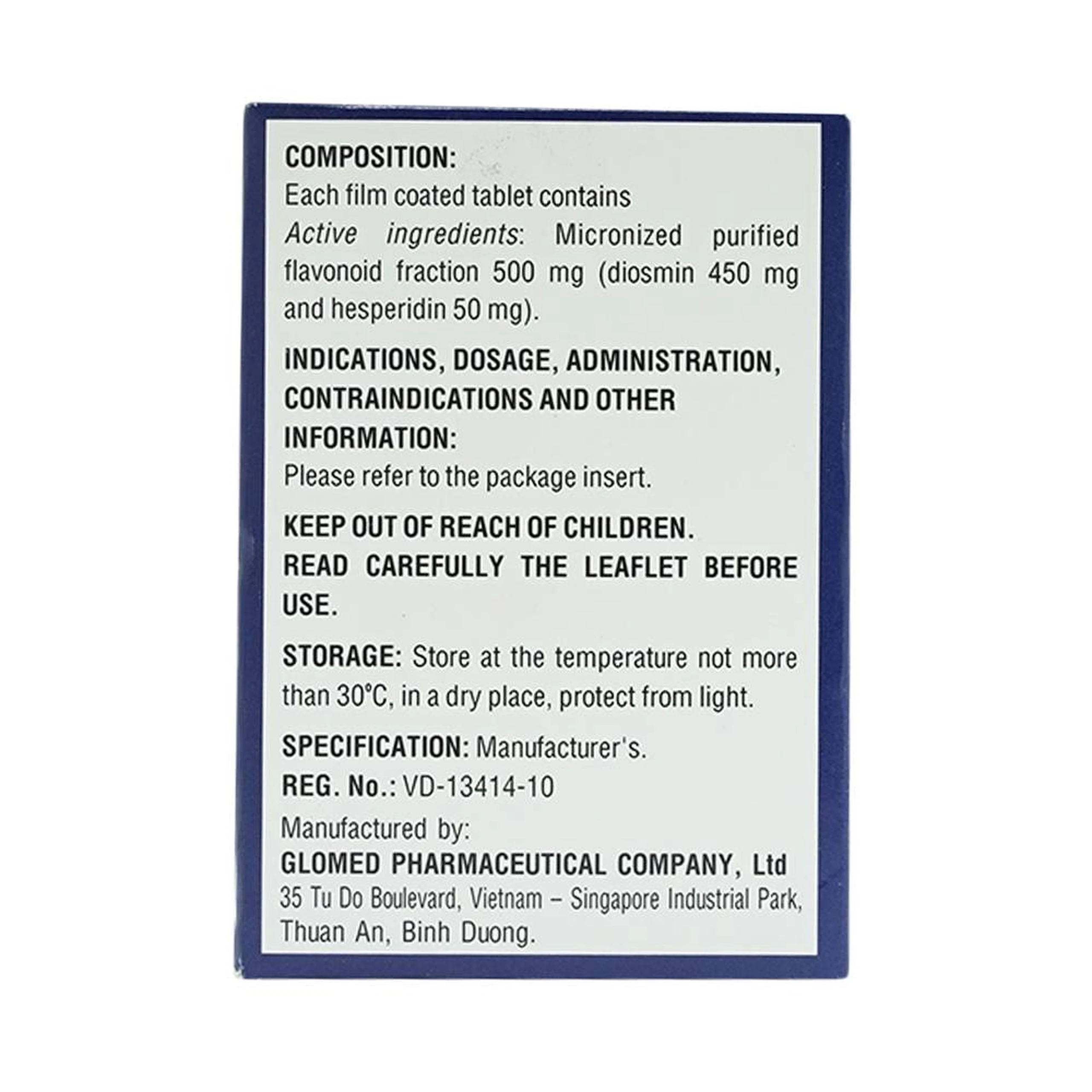 Thuốc Hesmin 500mg Glomed điều trị các triệu chứng và dấu hiệu của suy tĩnh mạch và bệnh trĩ (10 vỉ x 10 viên)