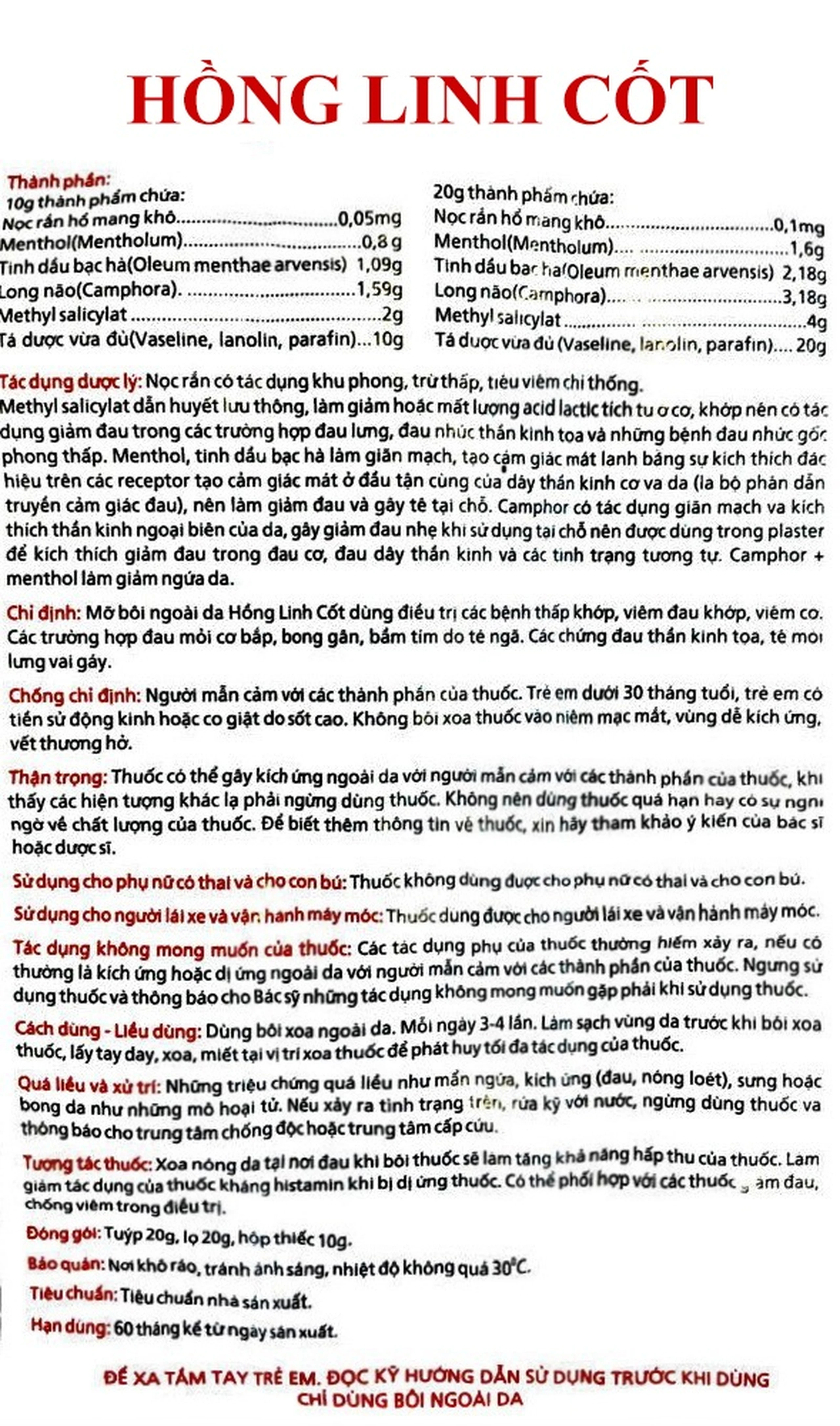 Cao Hồng Linh Cốt Quapharco điều trị bệnh thấp khớp, viêm đau khớp (20g)