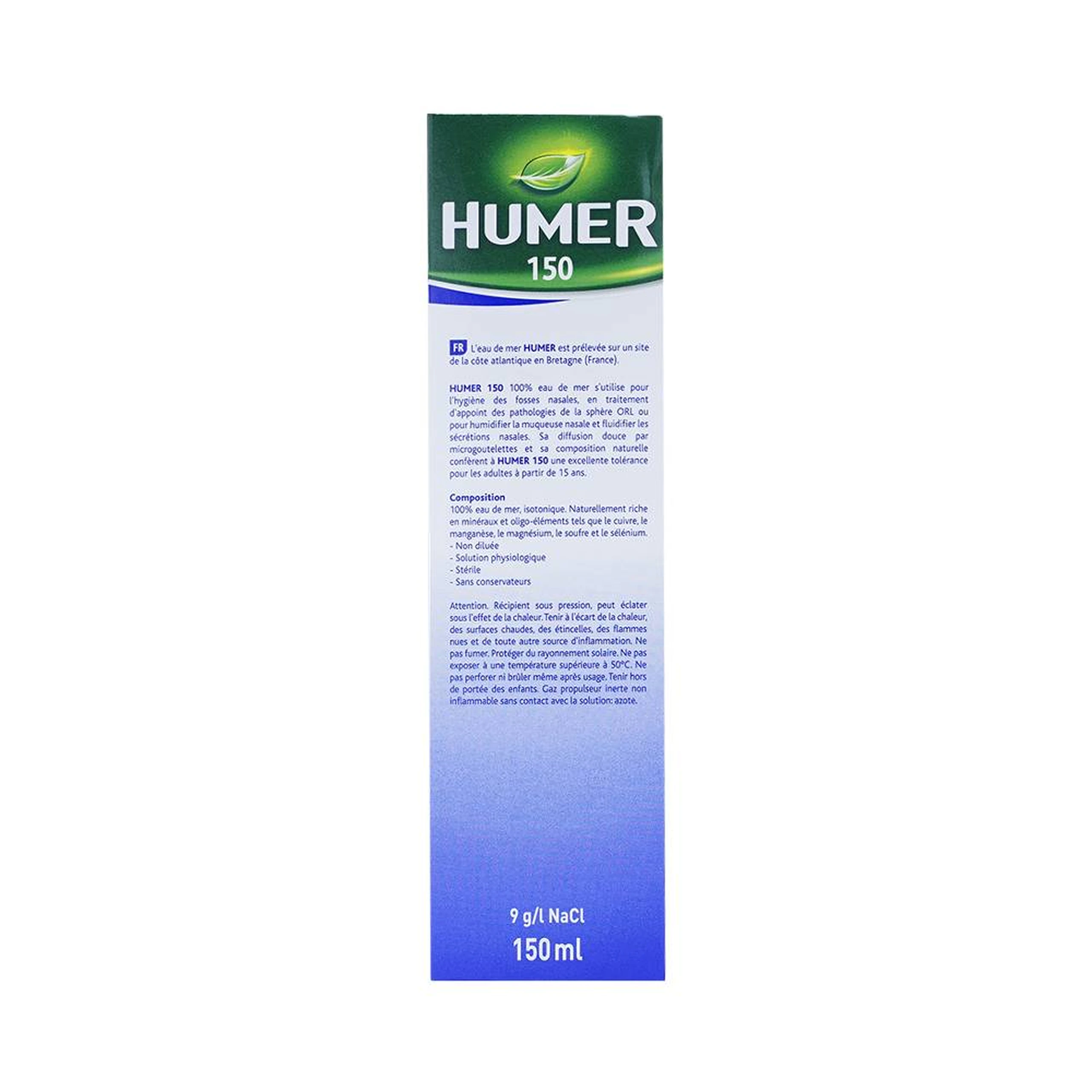 Xịt mũi người lớn Humer 150 Nasal Hygiene Adulte 150ml giúp vệ sinh mũi hàng ngày cho người trên 15 tuổi